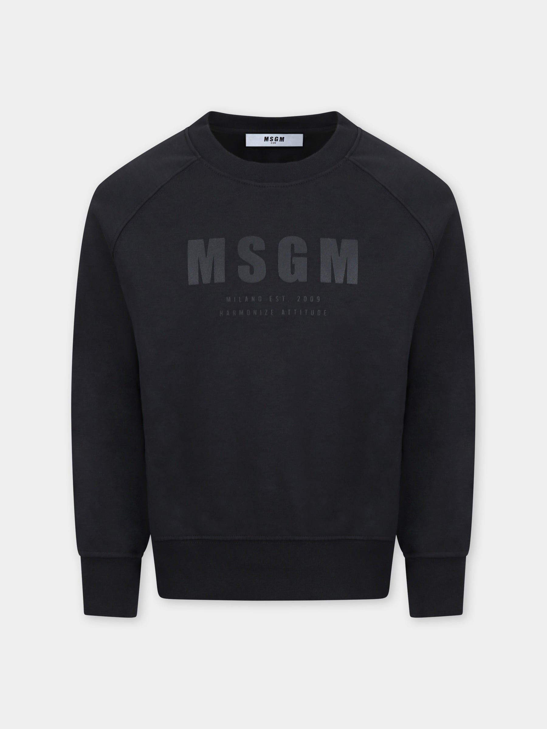 Felpa nera per bambini con logo,Msgm Kids,S5MSJUSW168 110