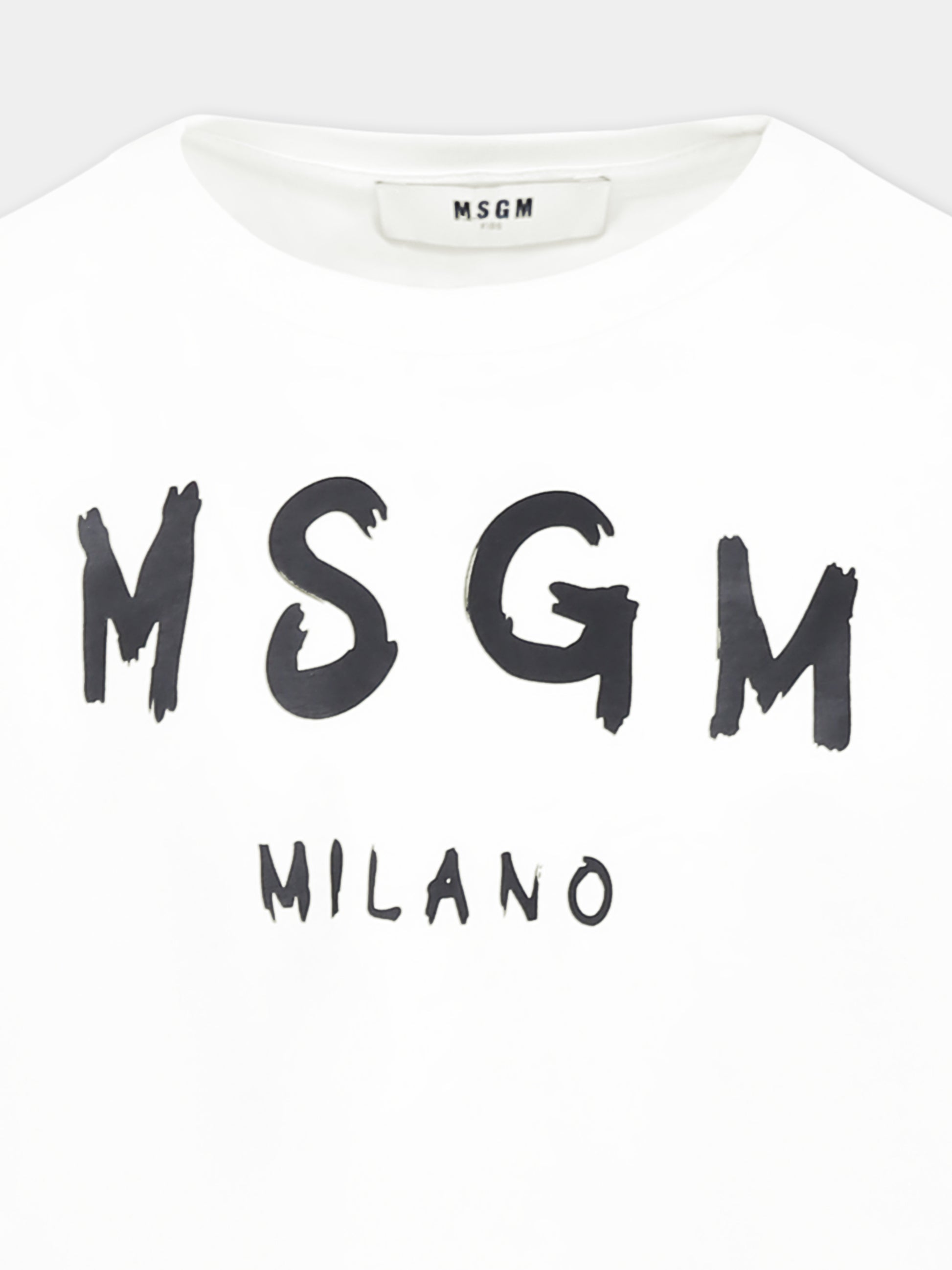 T-shirt bianca per bambini con logo,Msgm Kids,S5MSJUTH063 001