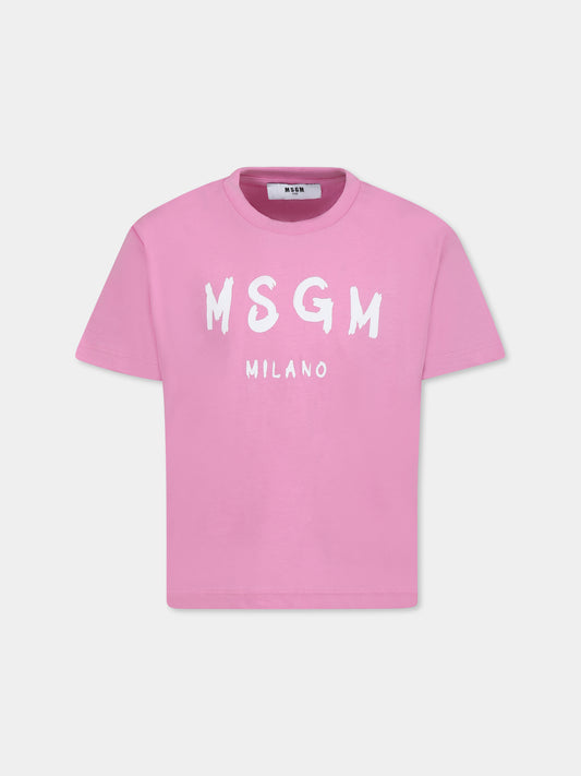 Pink t-shirt for girl with logo