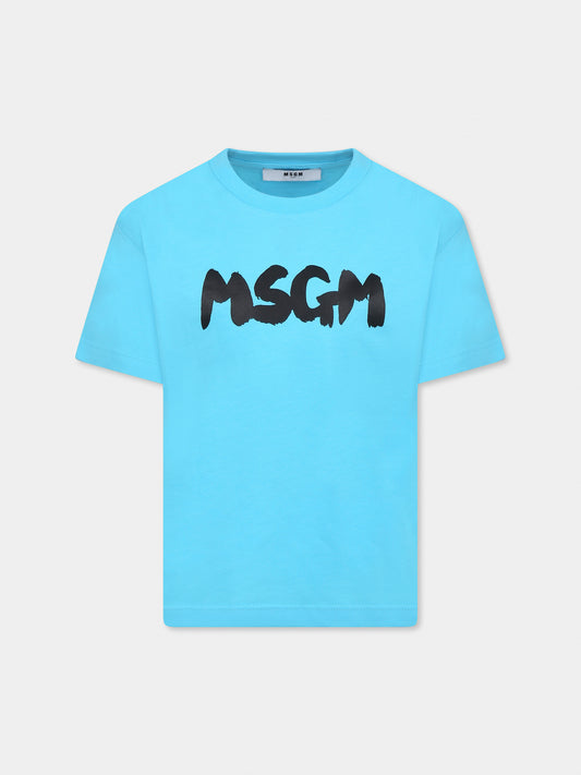 Light blue t-shirt for kids with logo