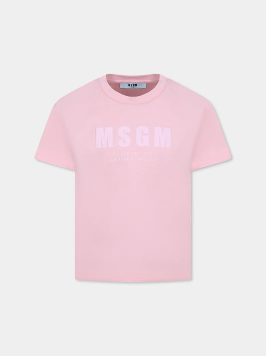 Pink t-shirt for girl with logo