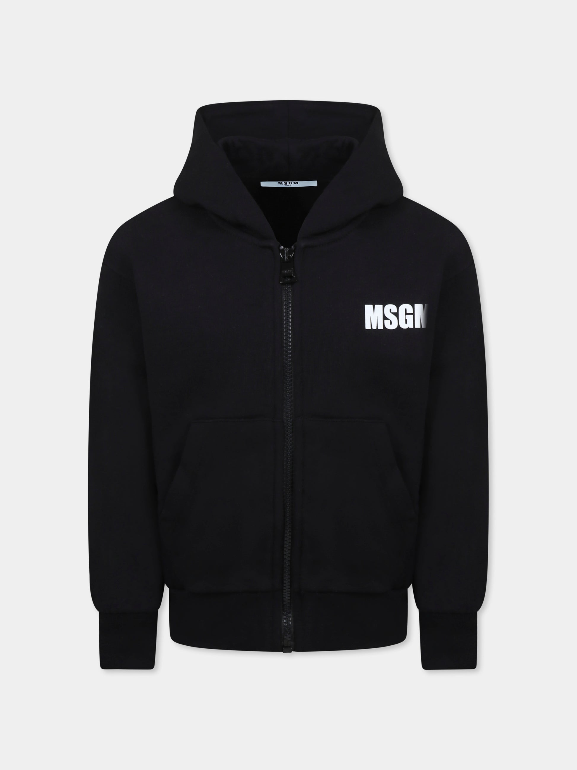 Felpa nera per bambini con logo,Msgm Kids,S5MSJUZH058 110