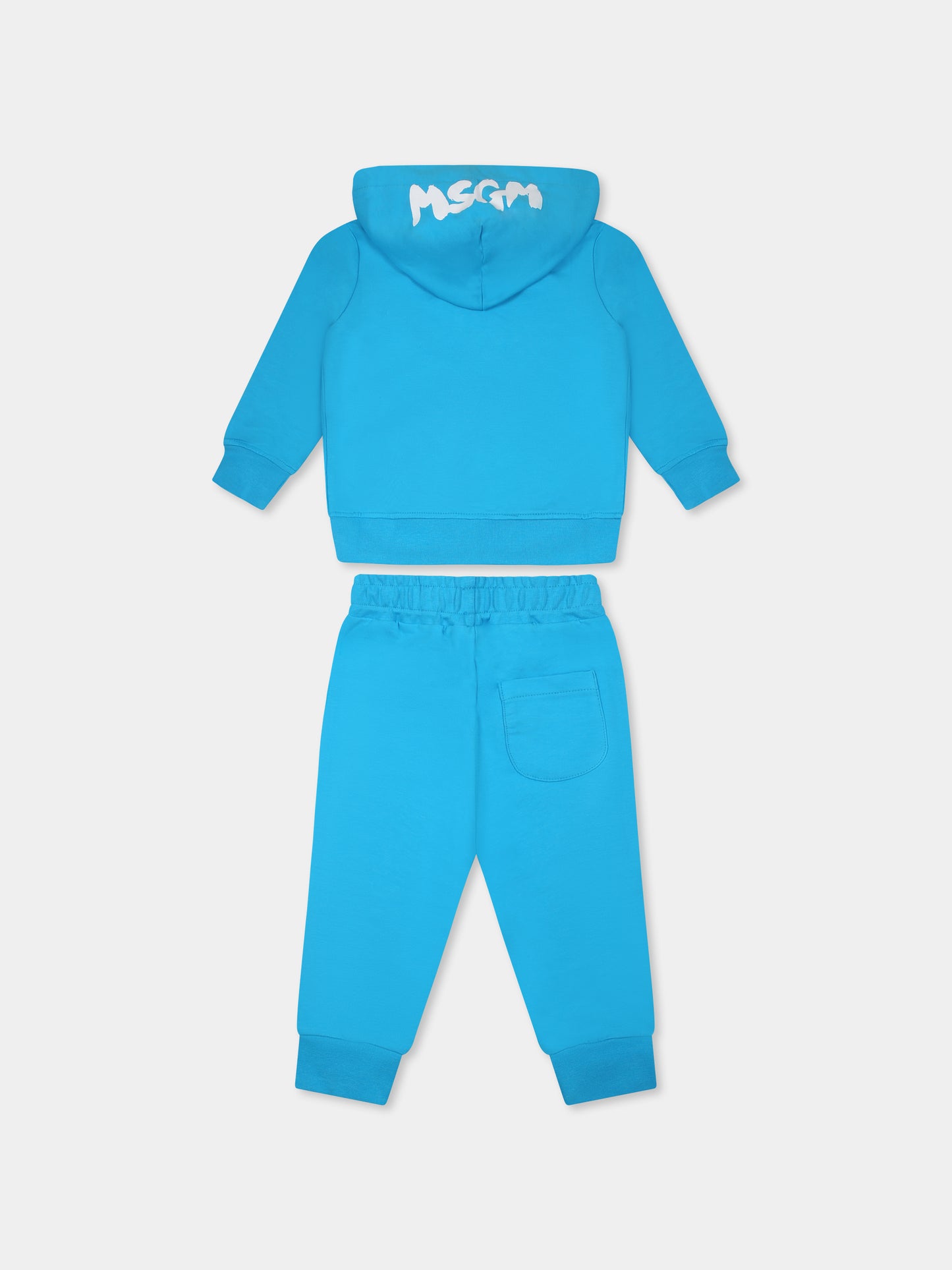 Completo azzurro per neonati con logo,Msgm Kids,S5MSUNSF302 MS011