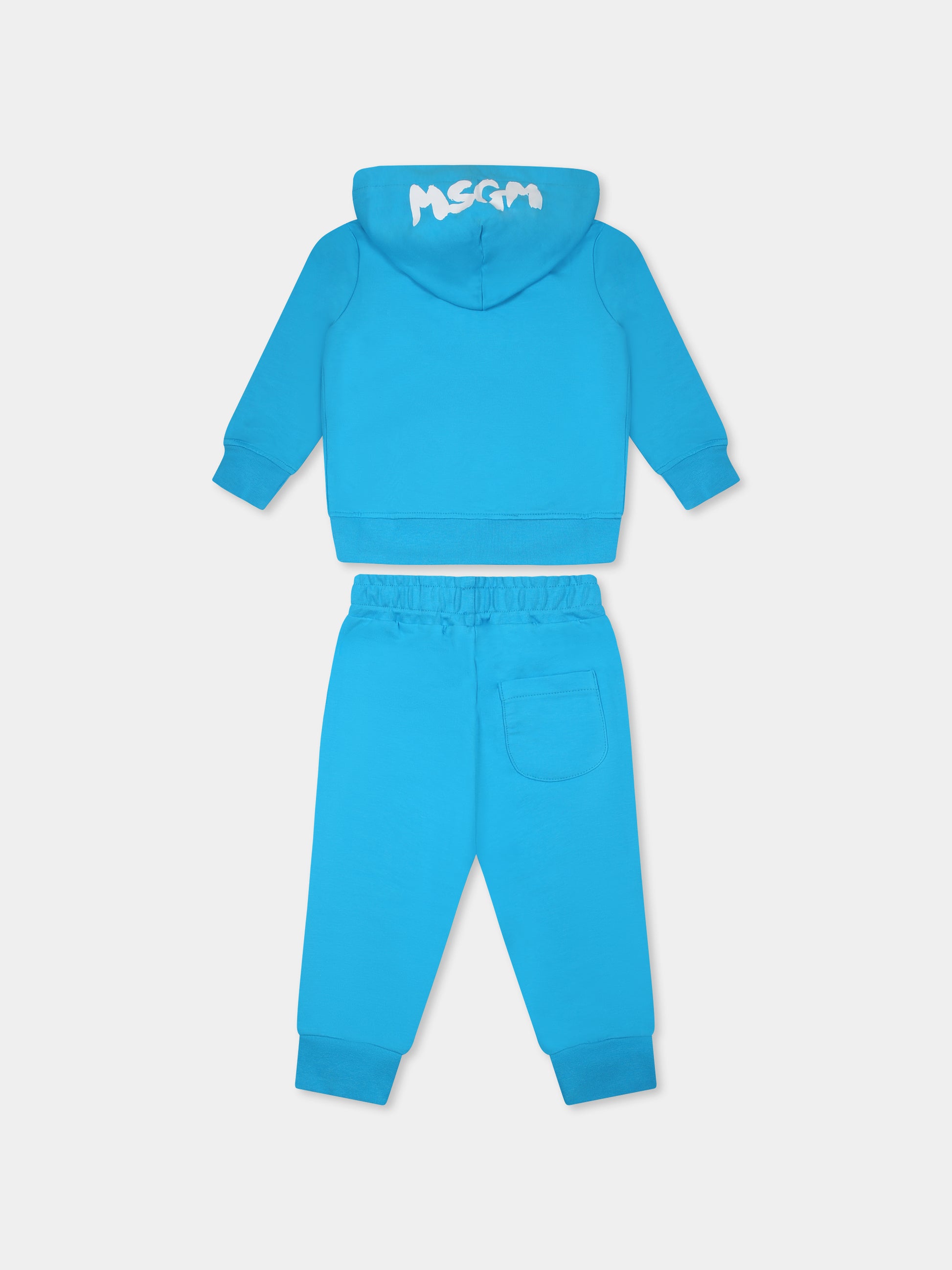 Completo azzurro per neonati con logo,Msgm Kids,S5MSUNSF302 MS011