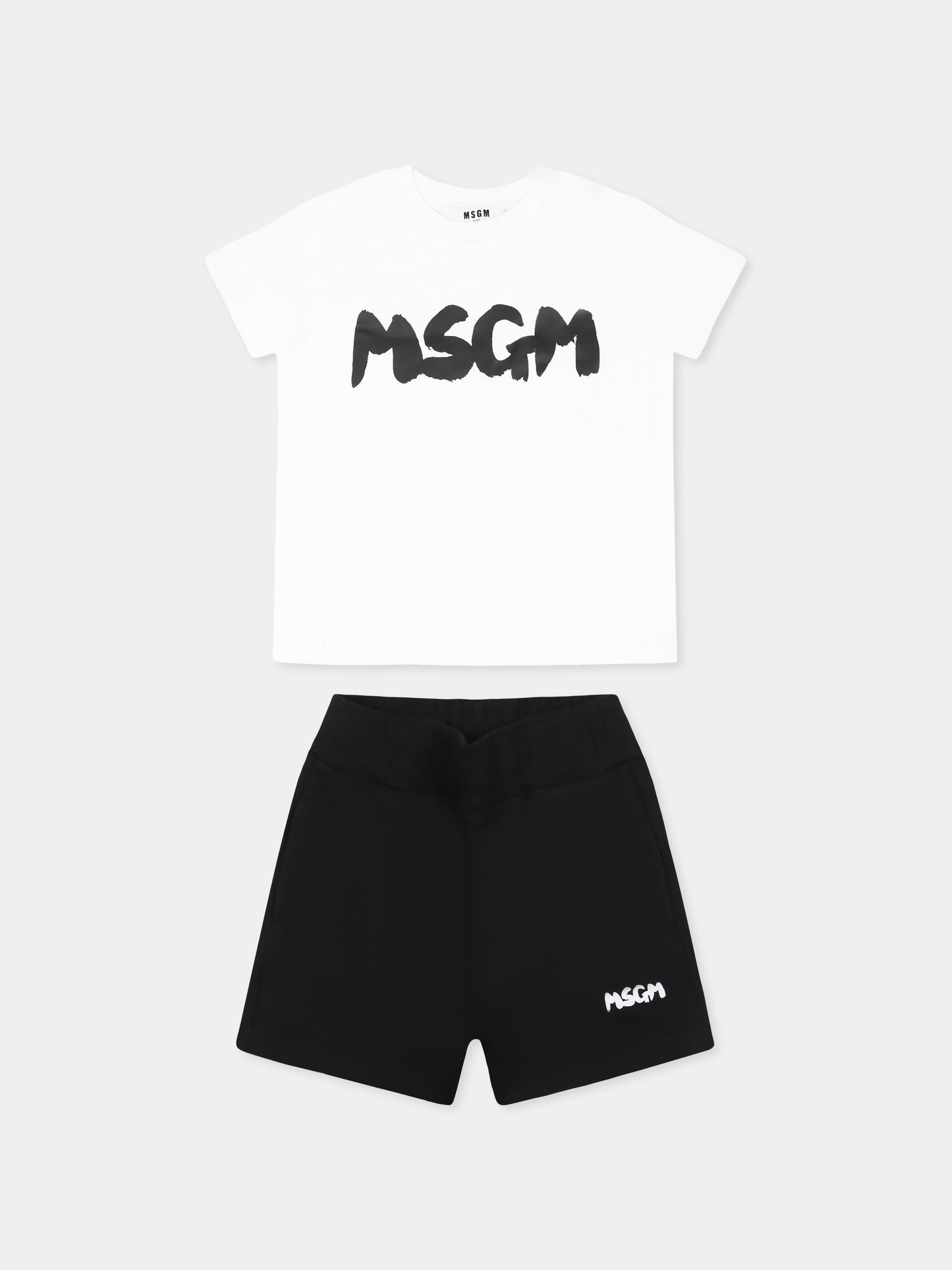 Completo nero per neonati con logo,Msgm Kids,S5MSUNTR315 001/01