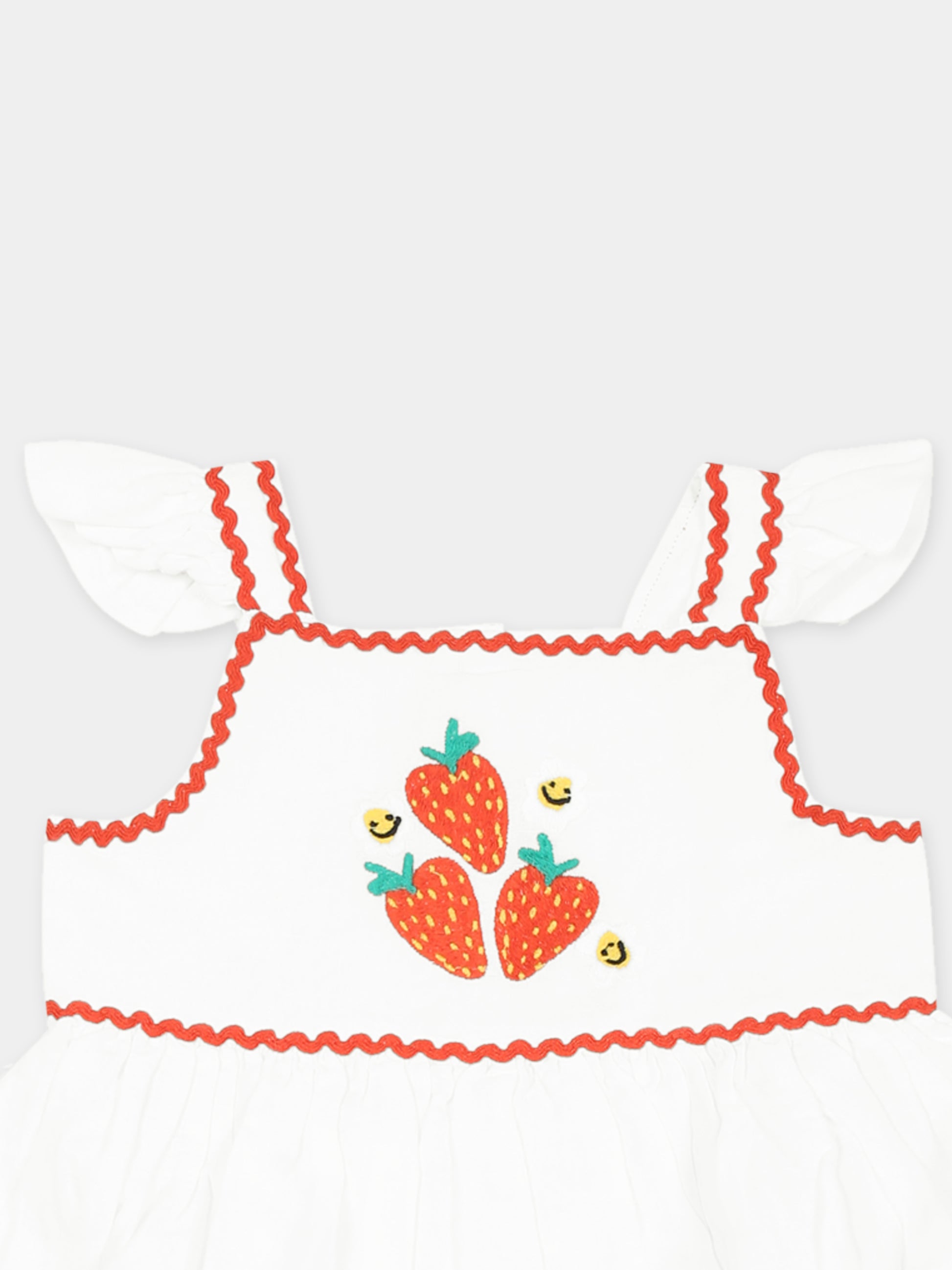 Vestito bianco per neonata con fragole,Stella Mccartney Kids,TW1072 Z0138 101