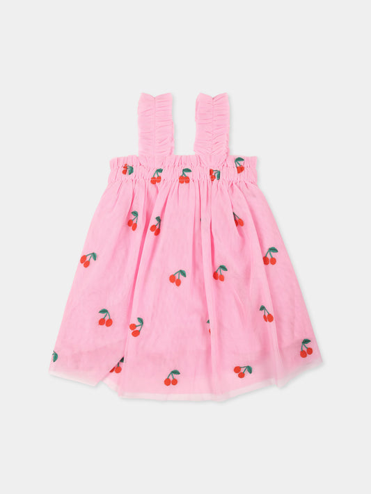 Vestito rosa per neonata con ciliegie all over,Stella Mccartney Kids,TW1092 Z2726 51CEM