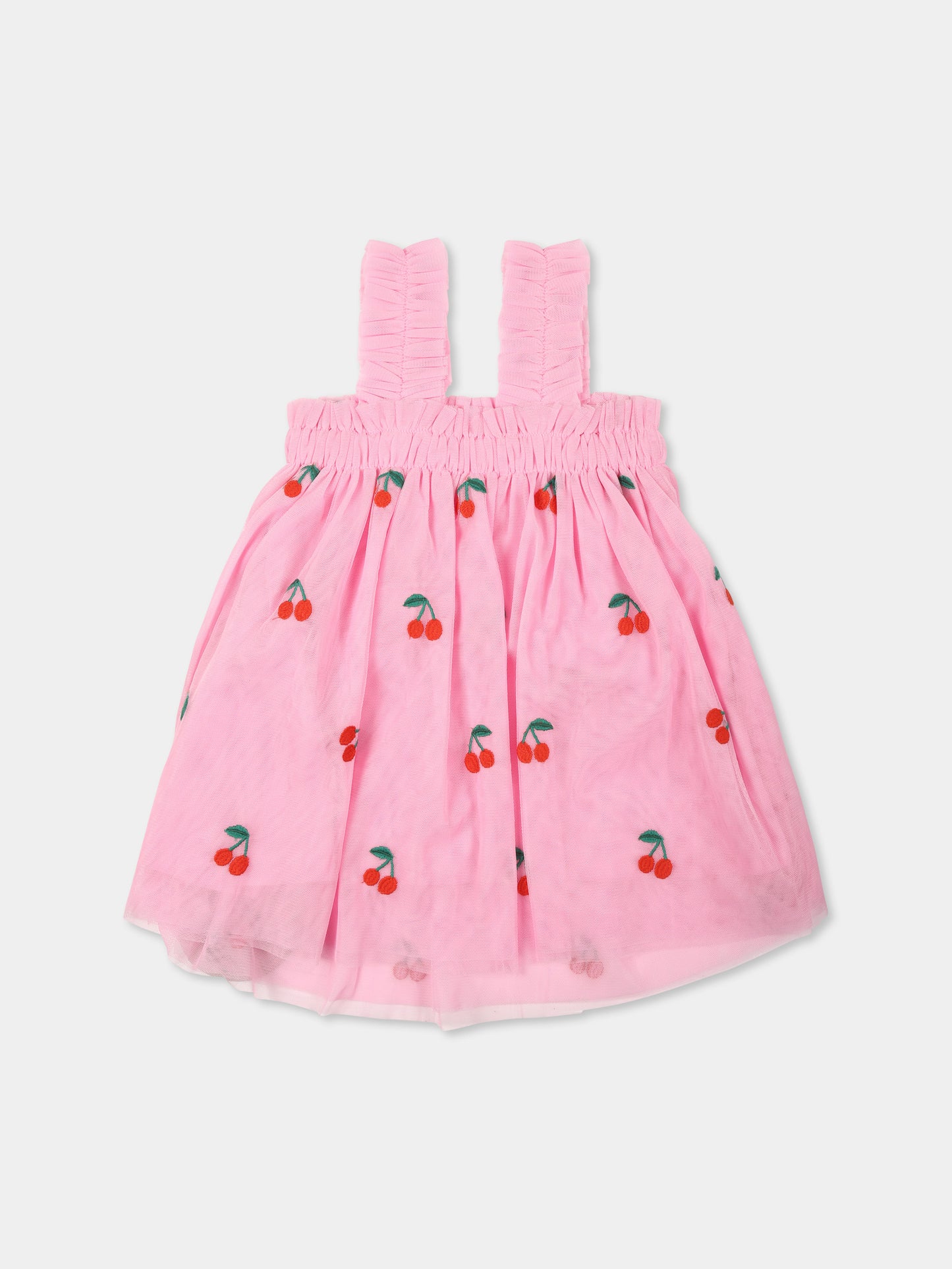 Vestito rosa per neonata con ciliegie all over,Stella Mccartney Kids,TW1092 Z2726 51CEM