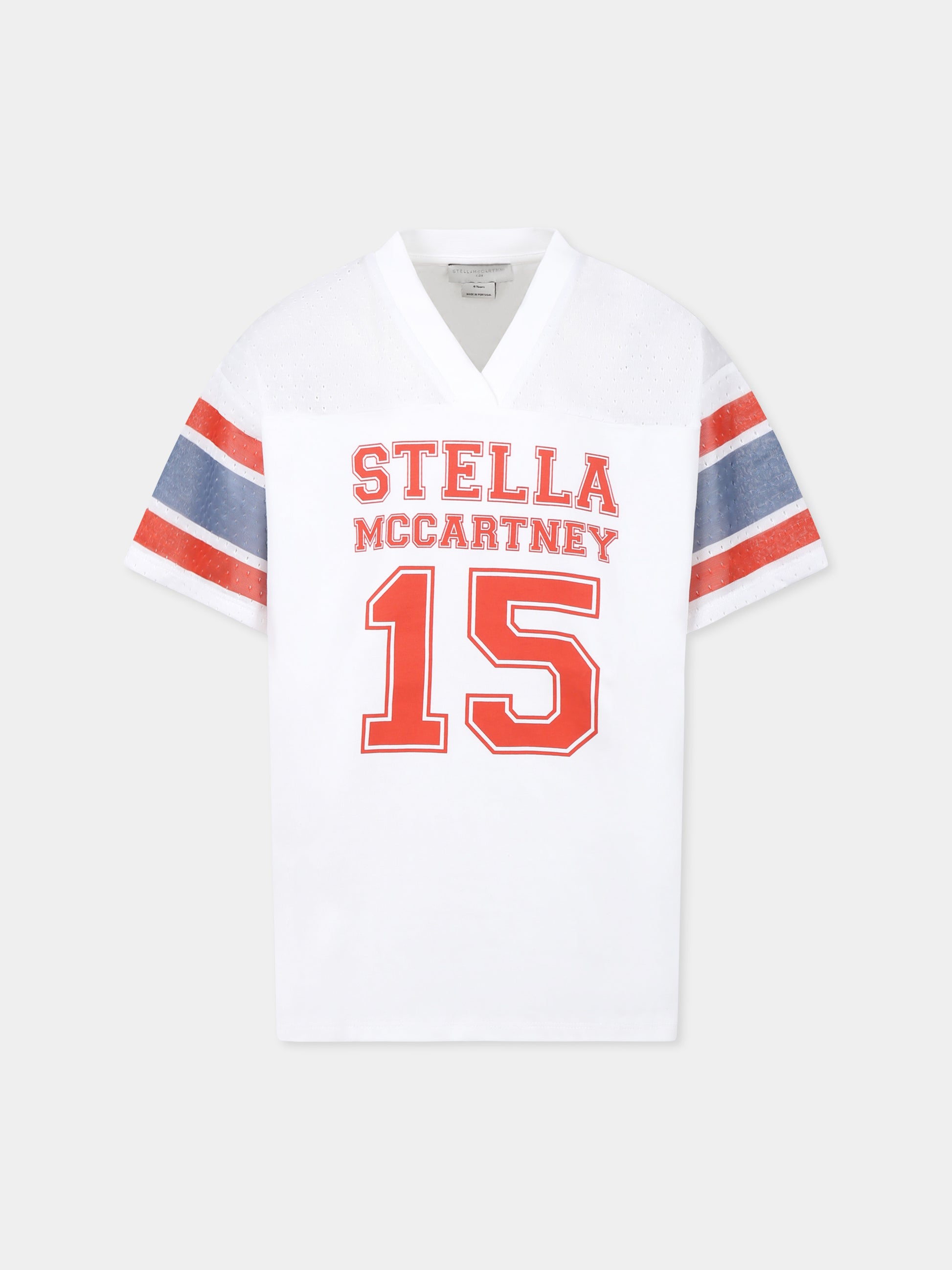 Vestito bianco per bambina con logo e numeri,Stella Mccartney Kids,TW1D41 Z2692 100