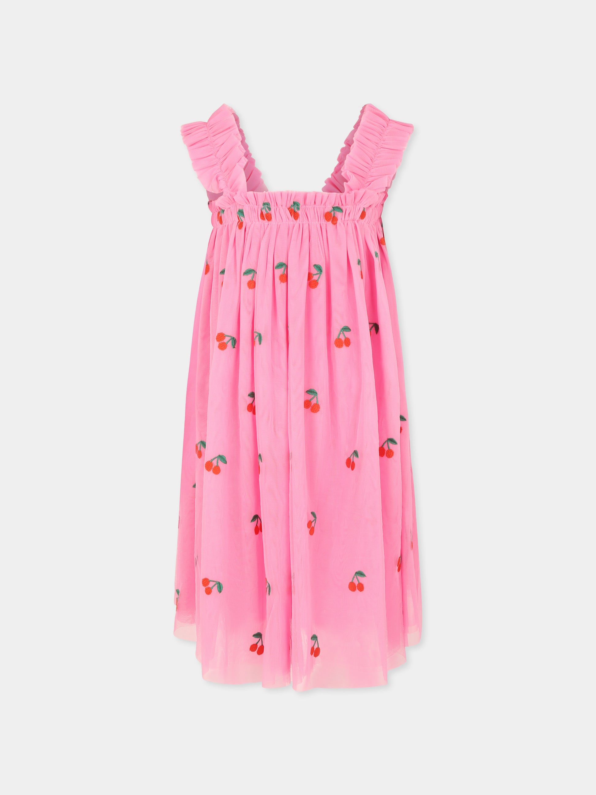 Vestito rosa per bambina con ciliegie all over,Stella Mccartney Kids,TW1D72 Z2611 552EM