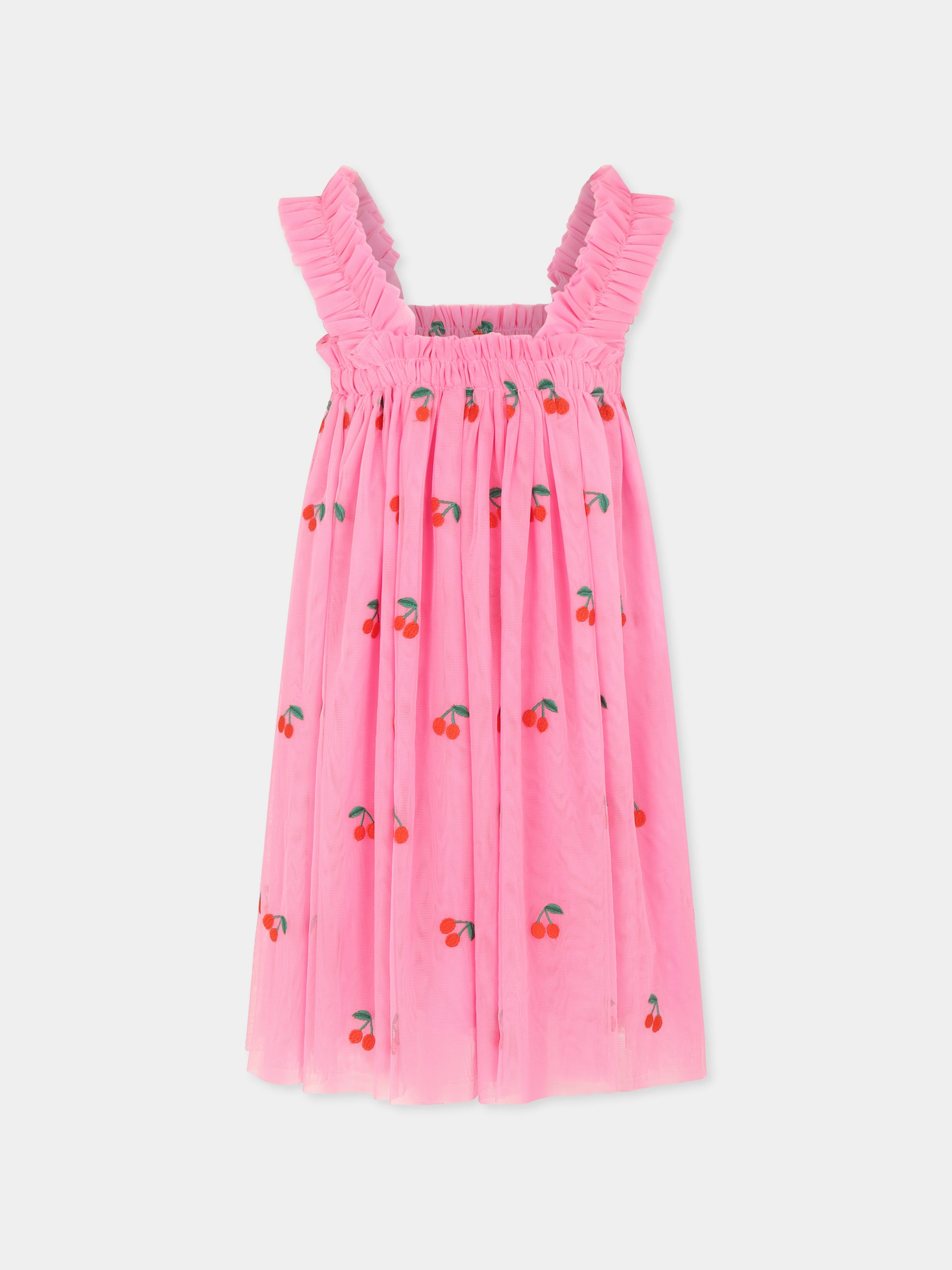 Vestito rosa per bambina con ciliegie all over,Stella Mccartney Kids,TW1D72 Z2611 552EM