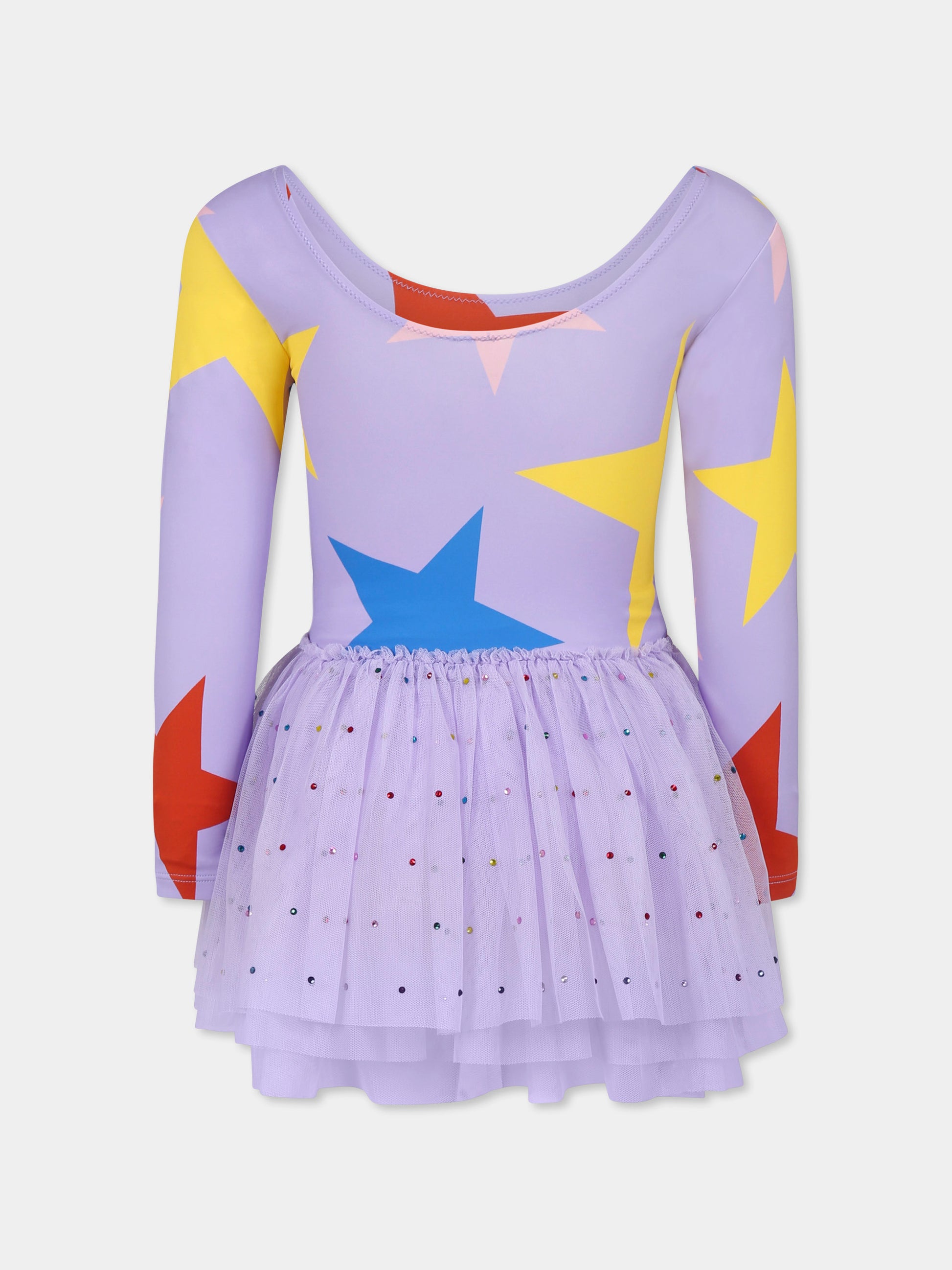 Vestito viola per bambina con stelle e strass,Stella Mccartney Kids,TW1D80 Z2708 522MC