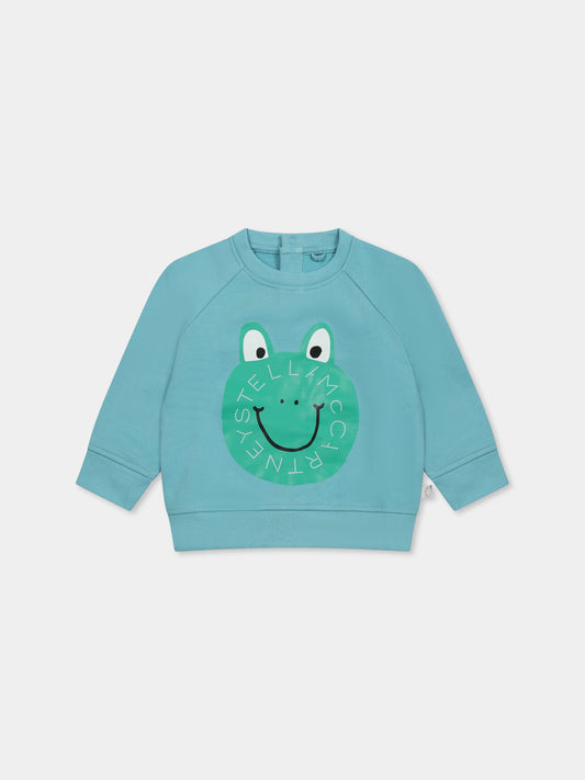 Felpa celeste per neonato con rana,Stella Mccartney Kids,TW4570 Z0499 60I