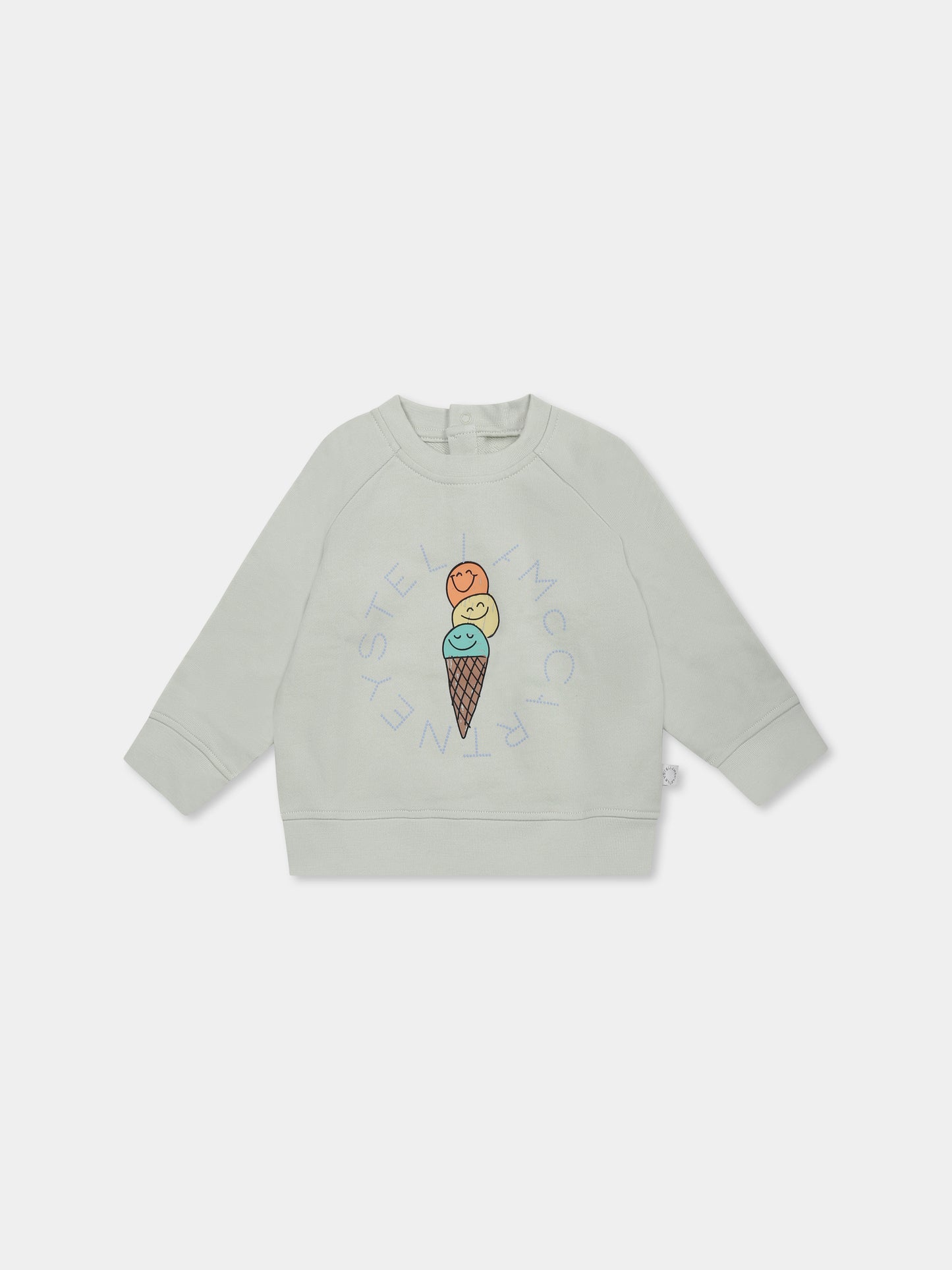 Felpa verde per neonata con gelati e logo,Stella Mccartney Kids,TW4580 Z0499 704
