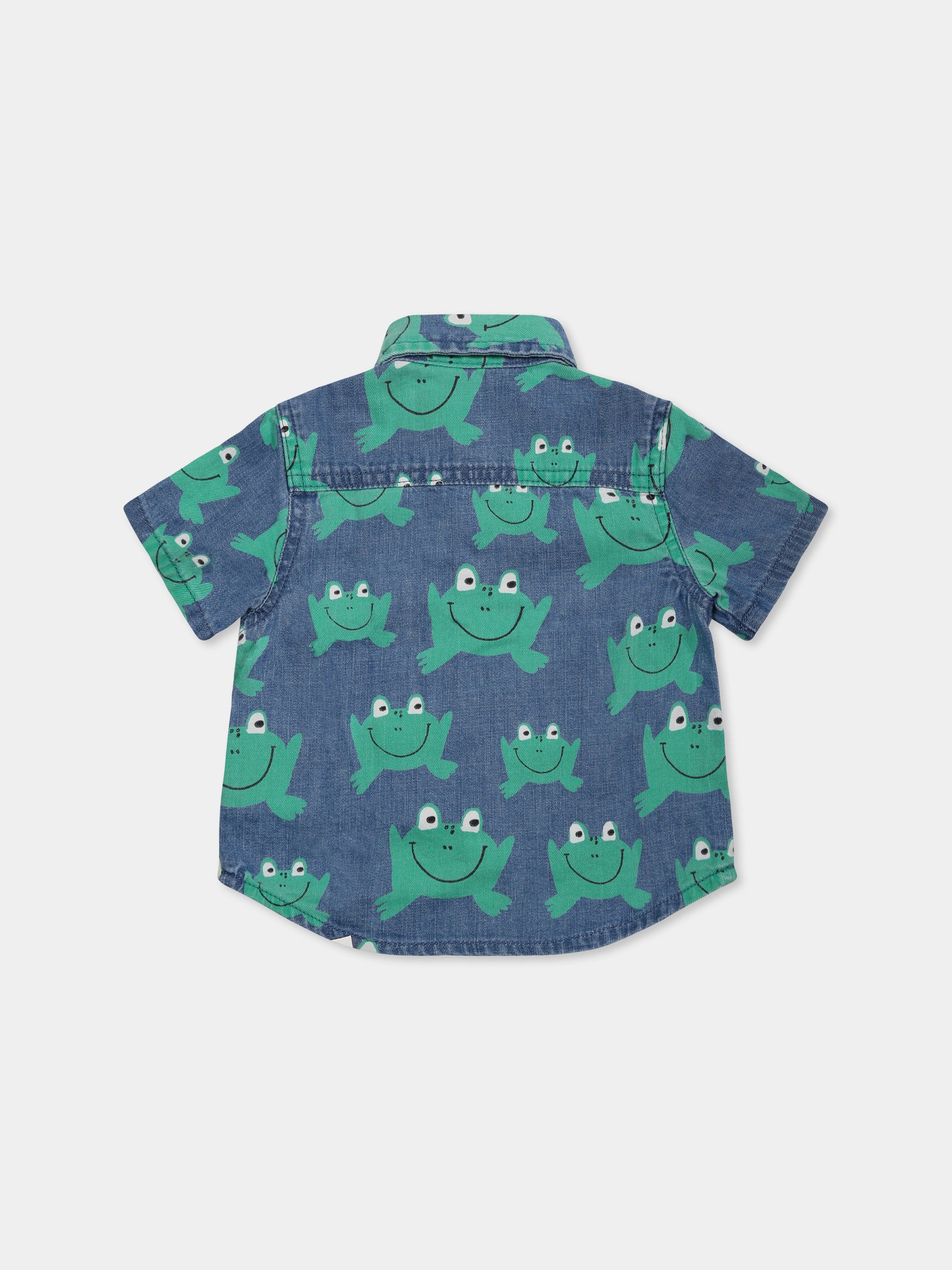 Camicia denim per neonato con rana all over,Stella Mccartney Kids,TW5521 Z2768 601MC