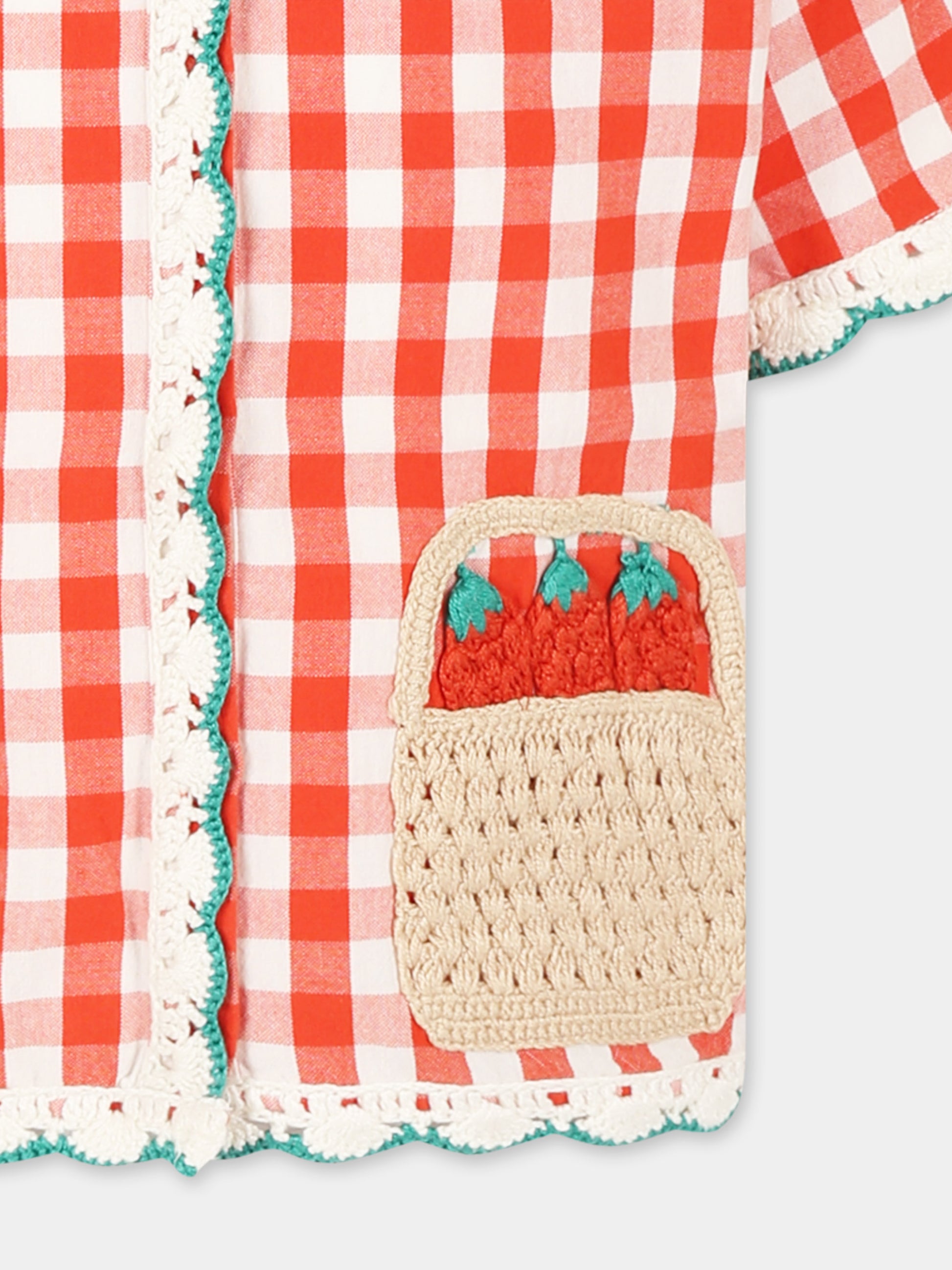 Camicia rossa per bambina con fragole,Stella Mccartney Kids,TW5A31 Z2596 421BC