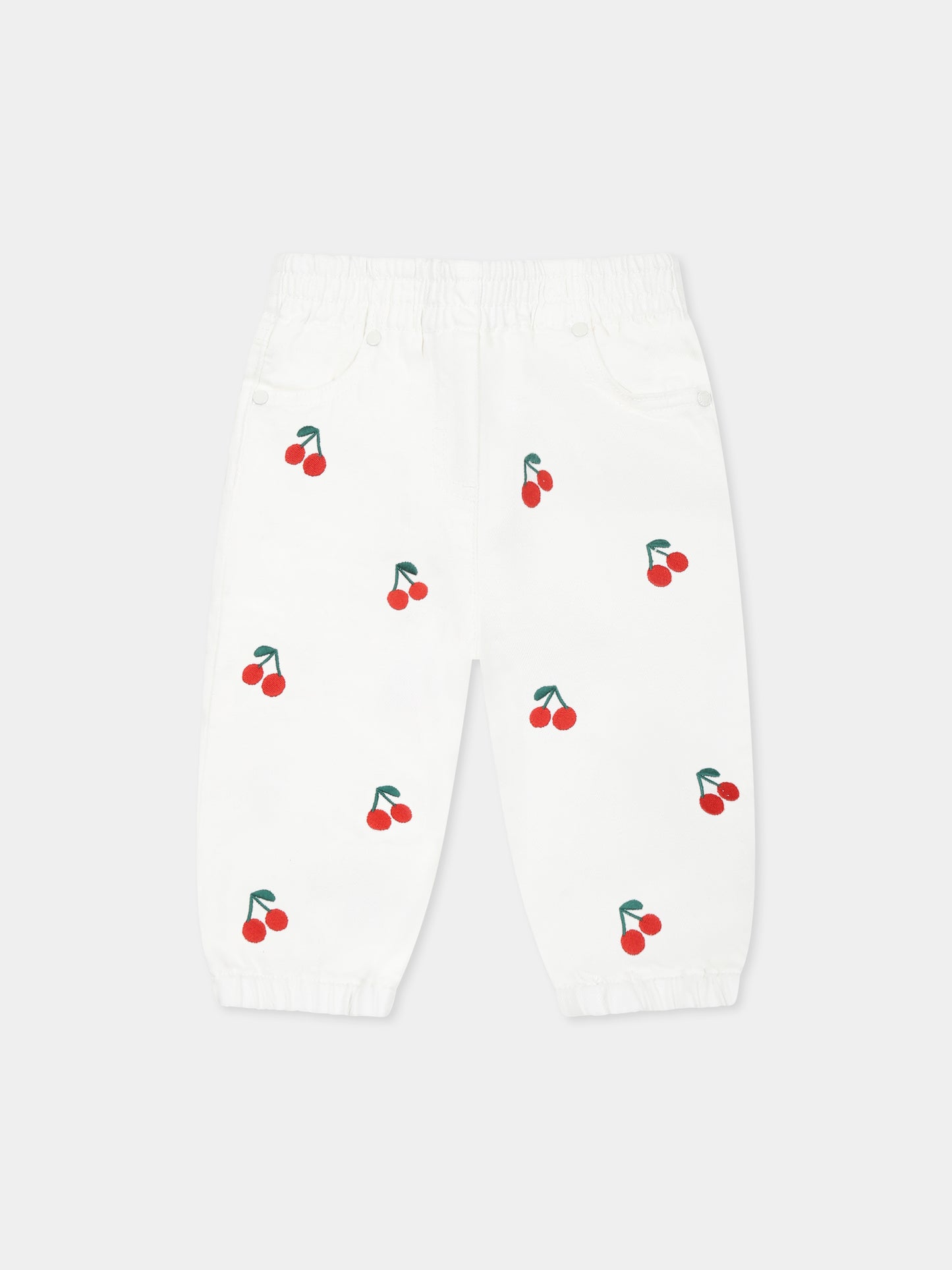 Jeans bianchi per neonata con ciliegie all over,Stella Mccartney Kids,TW6060 Z2764 101EM