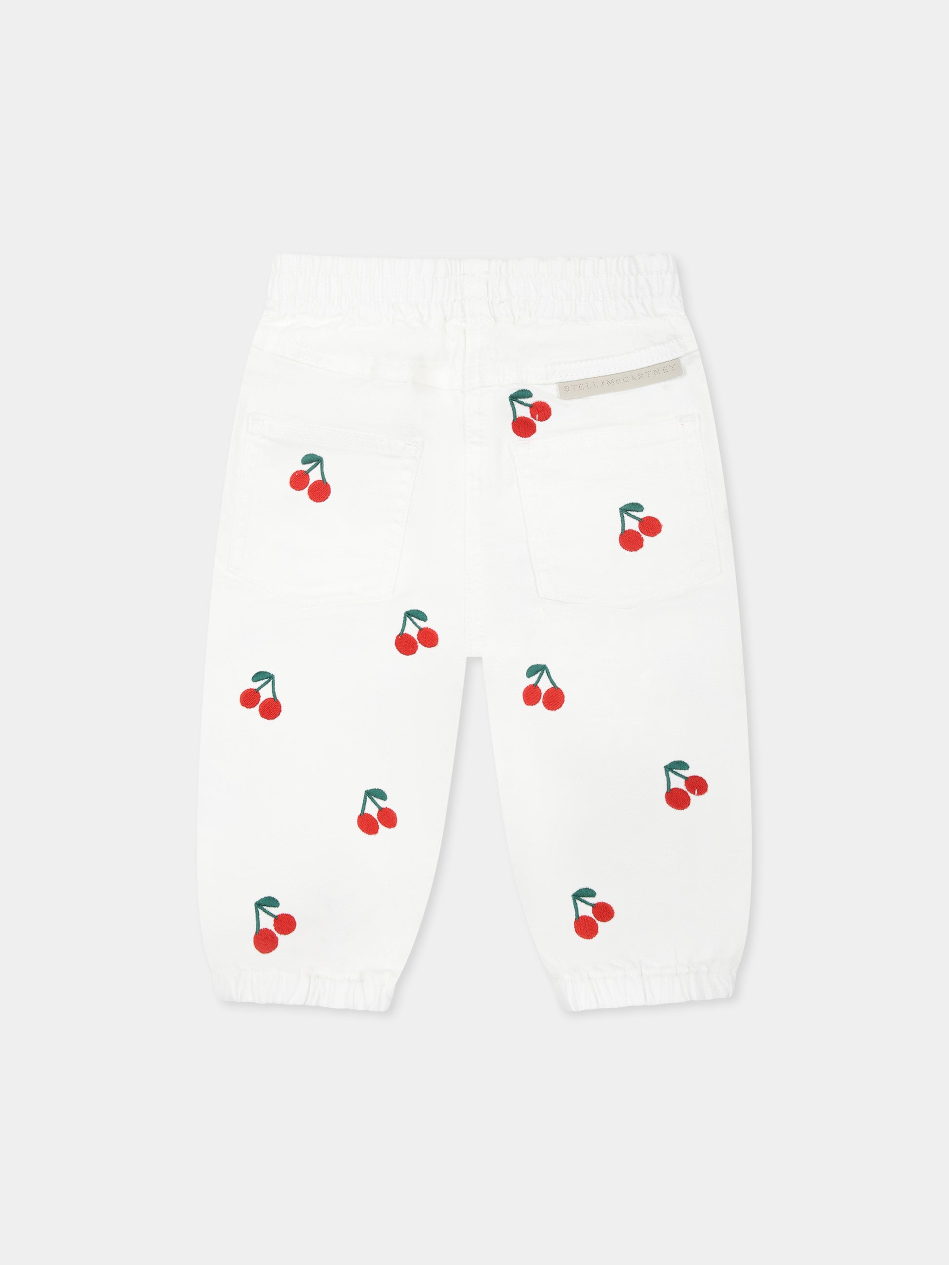 Jeans bianchi per neonata con ciliegie all over,Stella Mccartney Kids,TW6060 Z2764 101EM