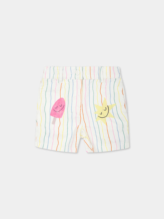 Shorts bianchi per neonata con gelati,Stella Mccartney Kids,TW6169 Z2762 101MC