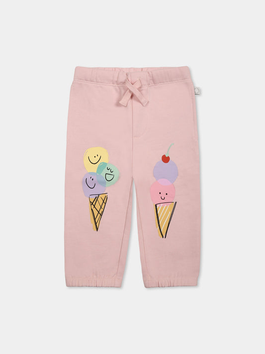 Pink trousers for baby girl with ice cream