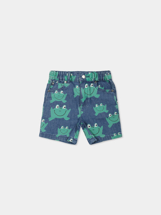Blue shorts for baby boy with frogs