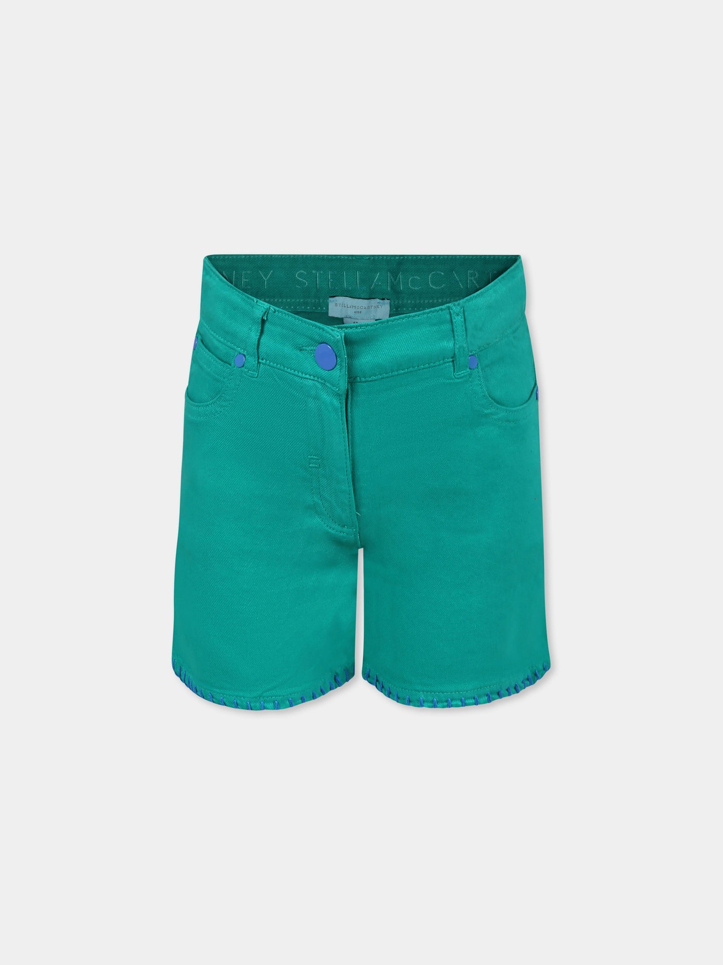Green shorts for girl with strawberry