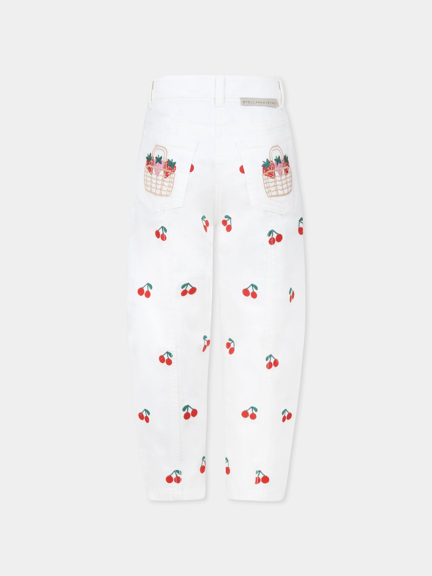 Jeans bianchi per bambina con ciliegie all over,Stella Mccartney Kids,TW6B80 Z2573 101EM
