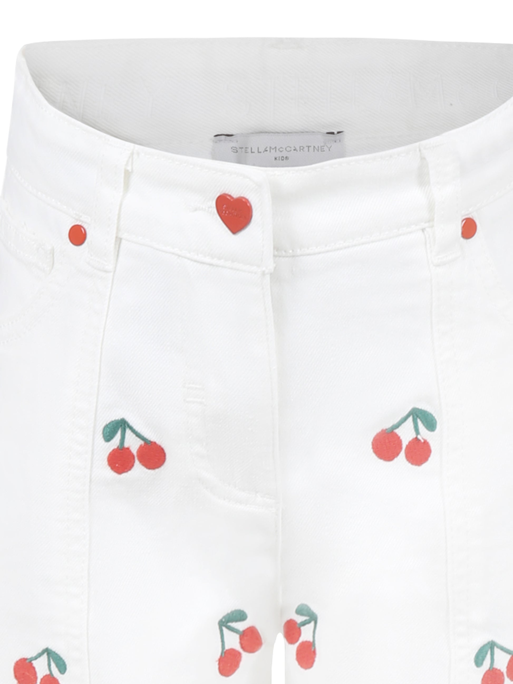 Jeans bianchi per bambina con ciliegie all over,Stella Mccartney Kids,TW6B80 Z2573 101EM