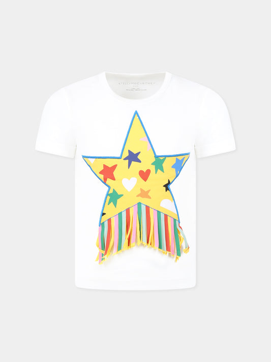 T-shirt bianca per bambina con stella,Stella Mccartney Kids,TW8B51 Z0434 101