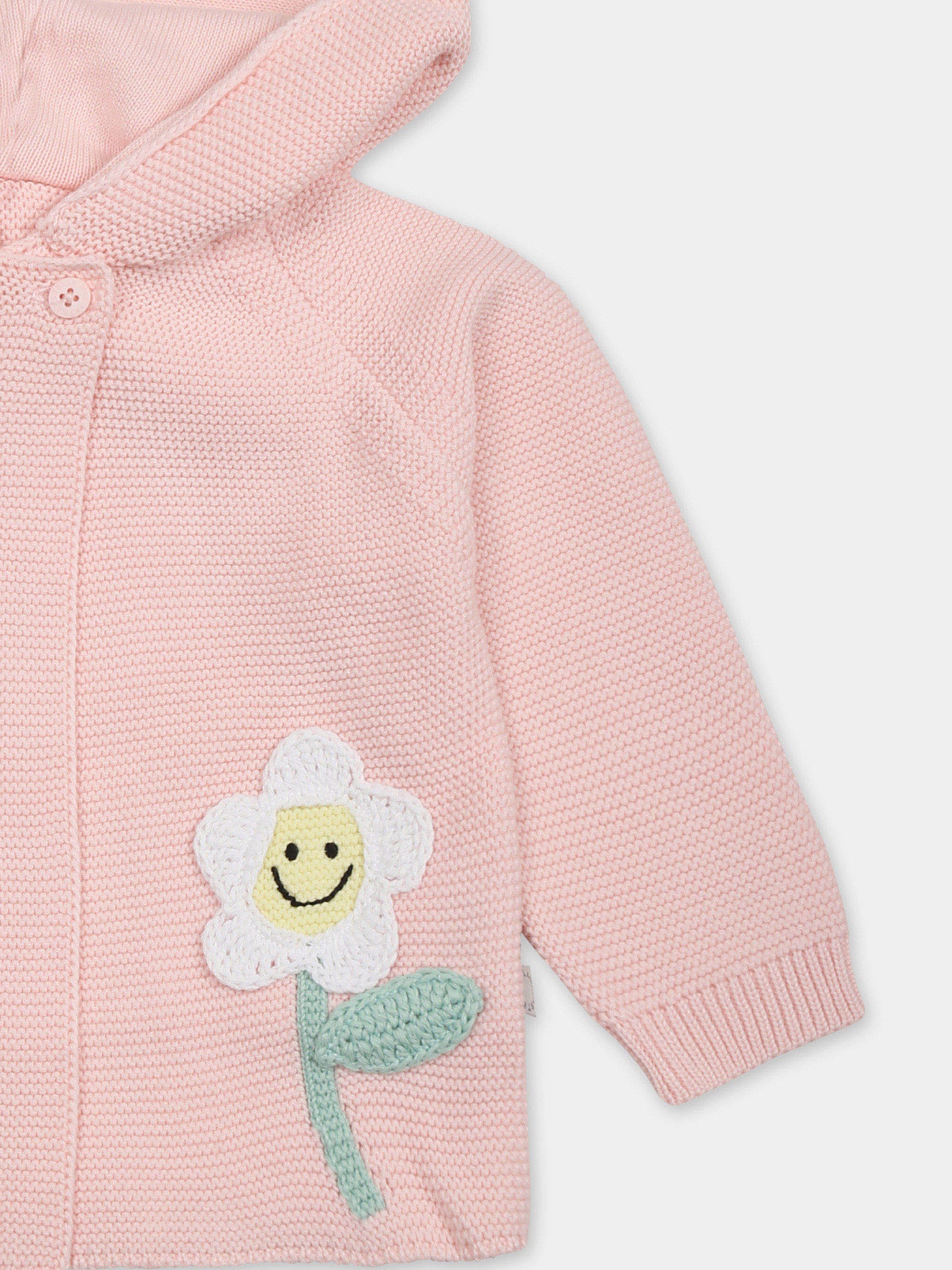 Pink cardigan for baby girl with flowers