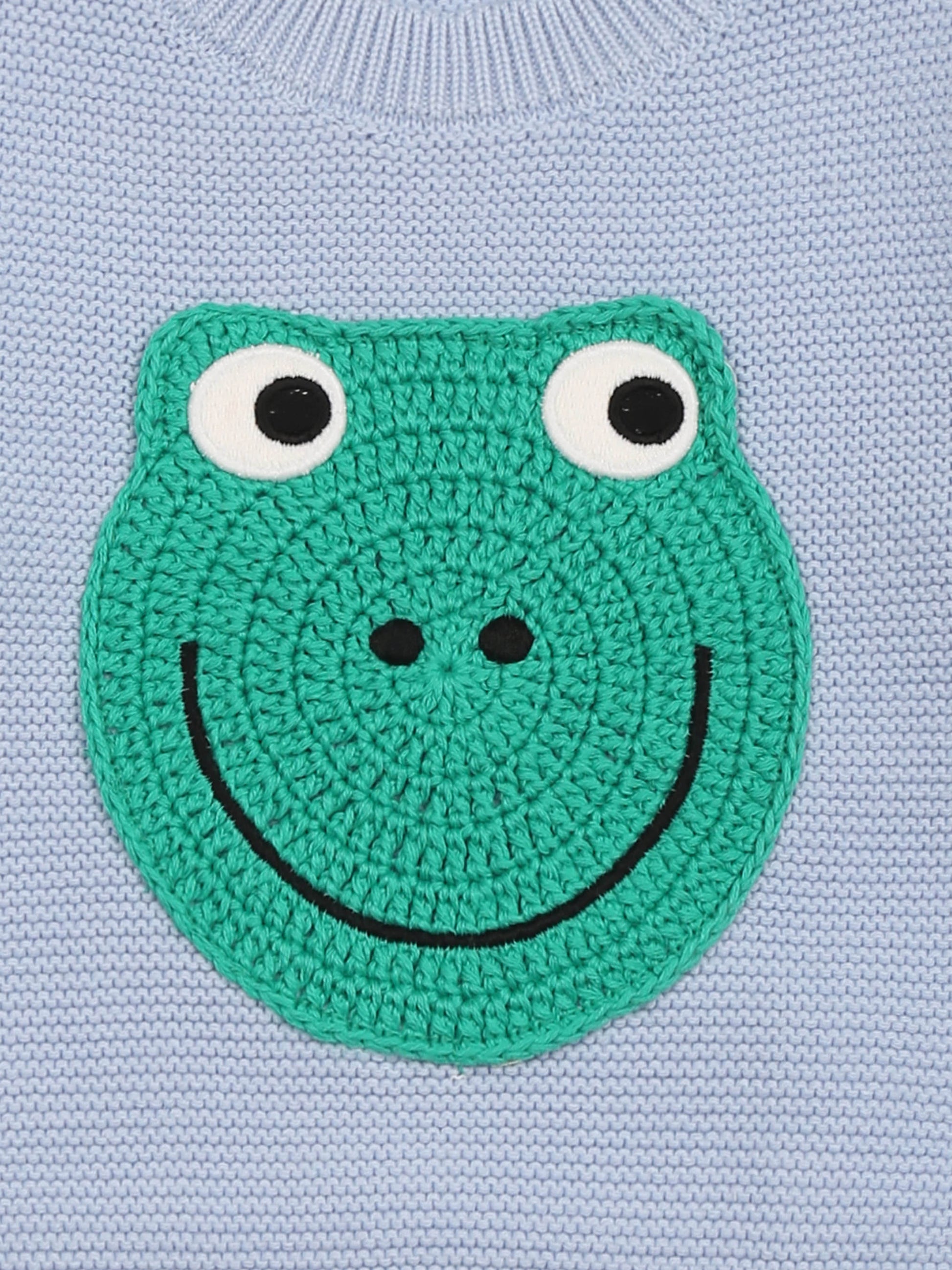 Maglione celeste per neonato con rana,Stella Mccartney Kids,TW9540 Z2423 600