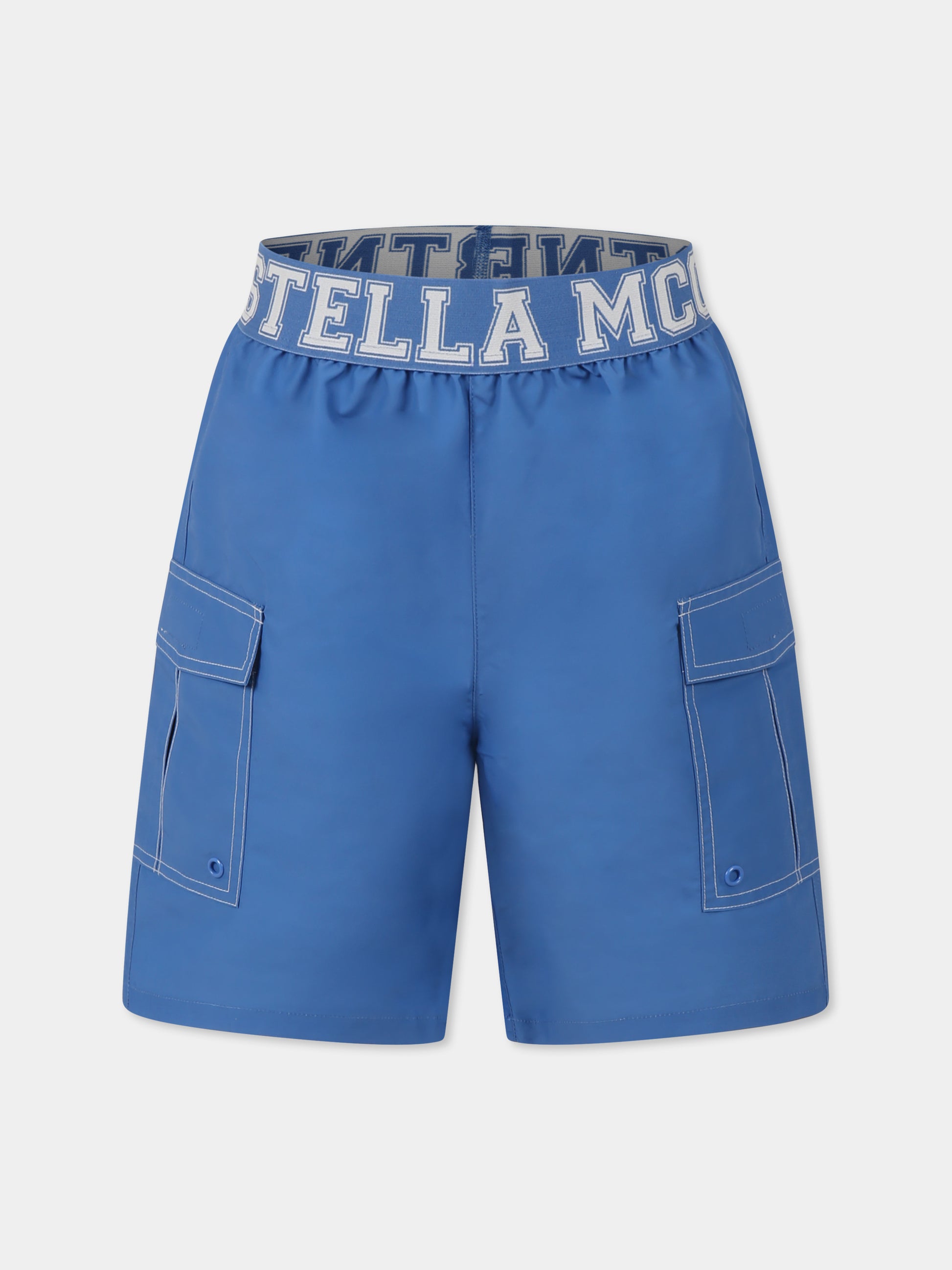 Boxer mare blu per bambino con logo,Stella Mccartney Kids,TWCP99 Z0433 623