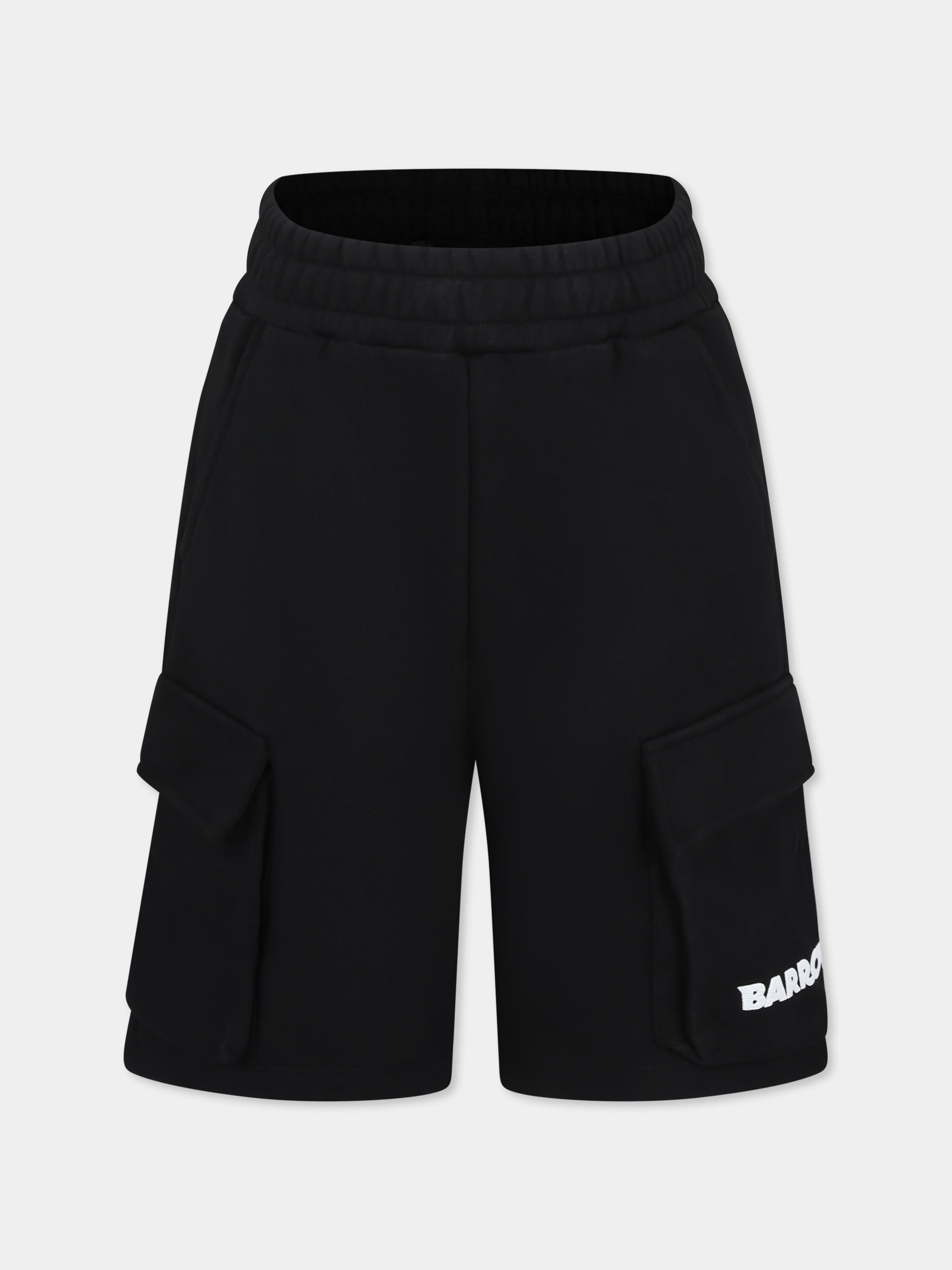 Shorts neri per bambini con logo e smile,Barrow,S5BKJUBE084 110