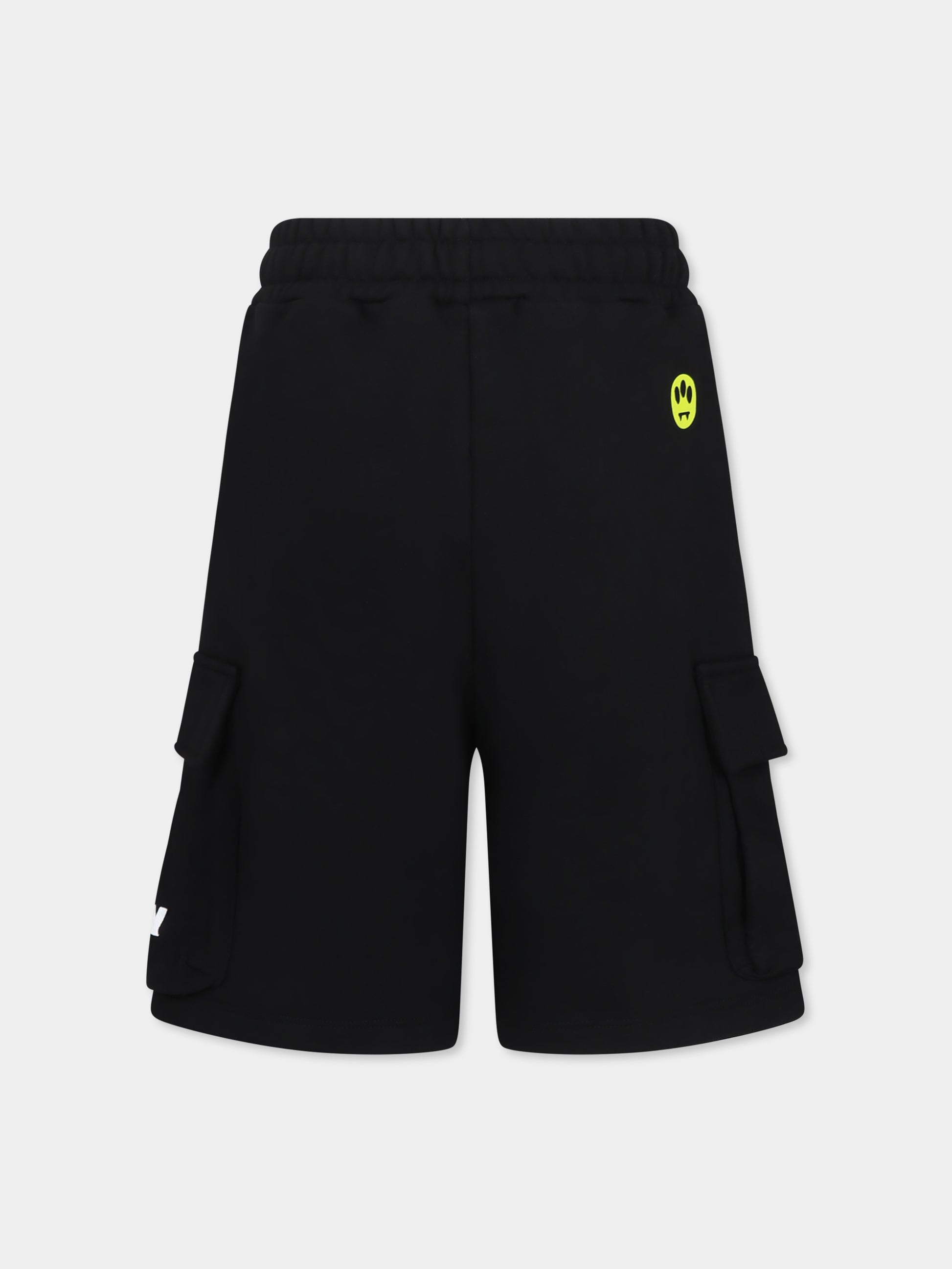 Shorts neri per bambini con logo e smile,Barrow,S5BKJUBE084 110