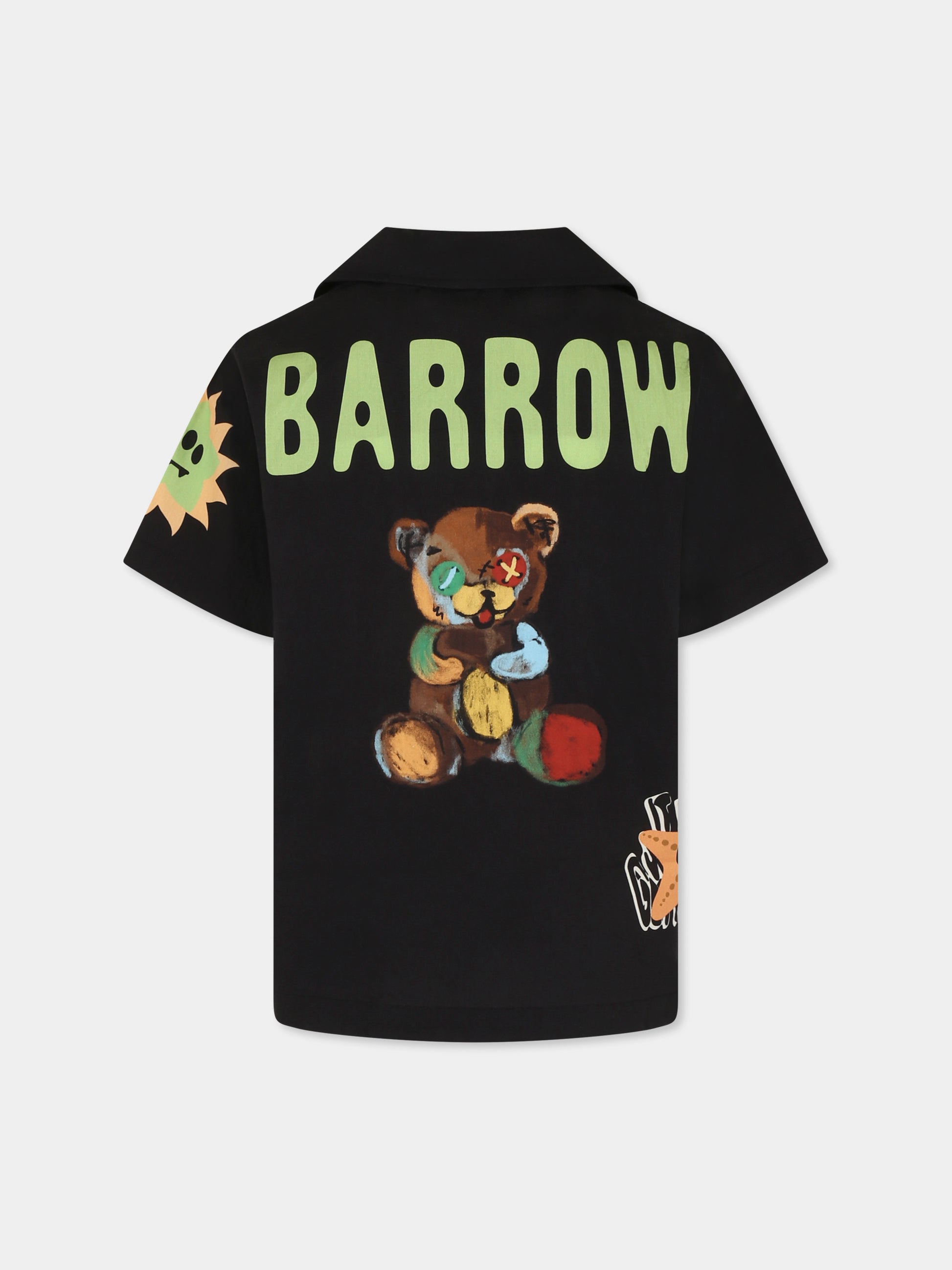 Camicia nera per bambini con smile e stampa Bear,Barrow,S5BKJUSI020 110