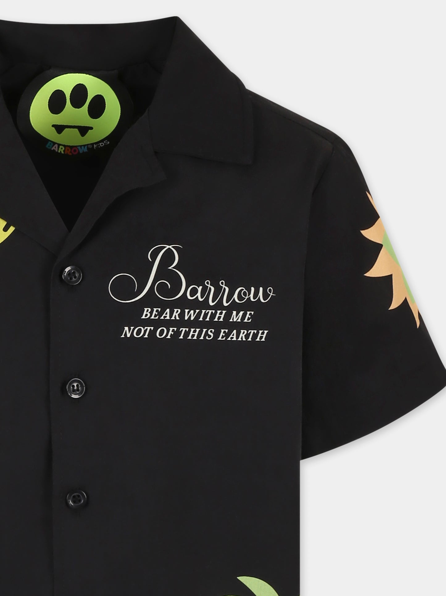 Camicia nera per bambini con smile e stampa Bear,Barrow,S5BKJUSI020 110