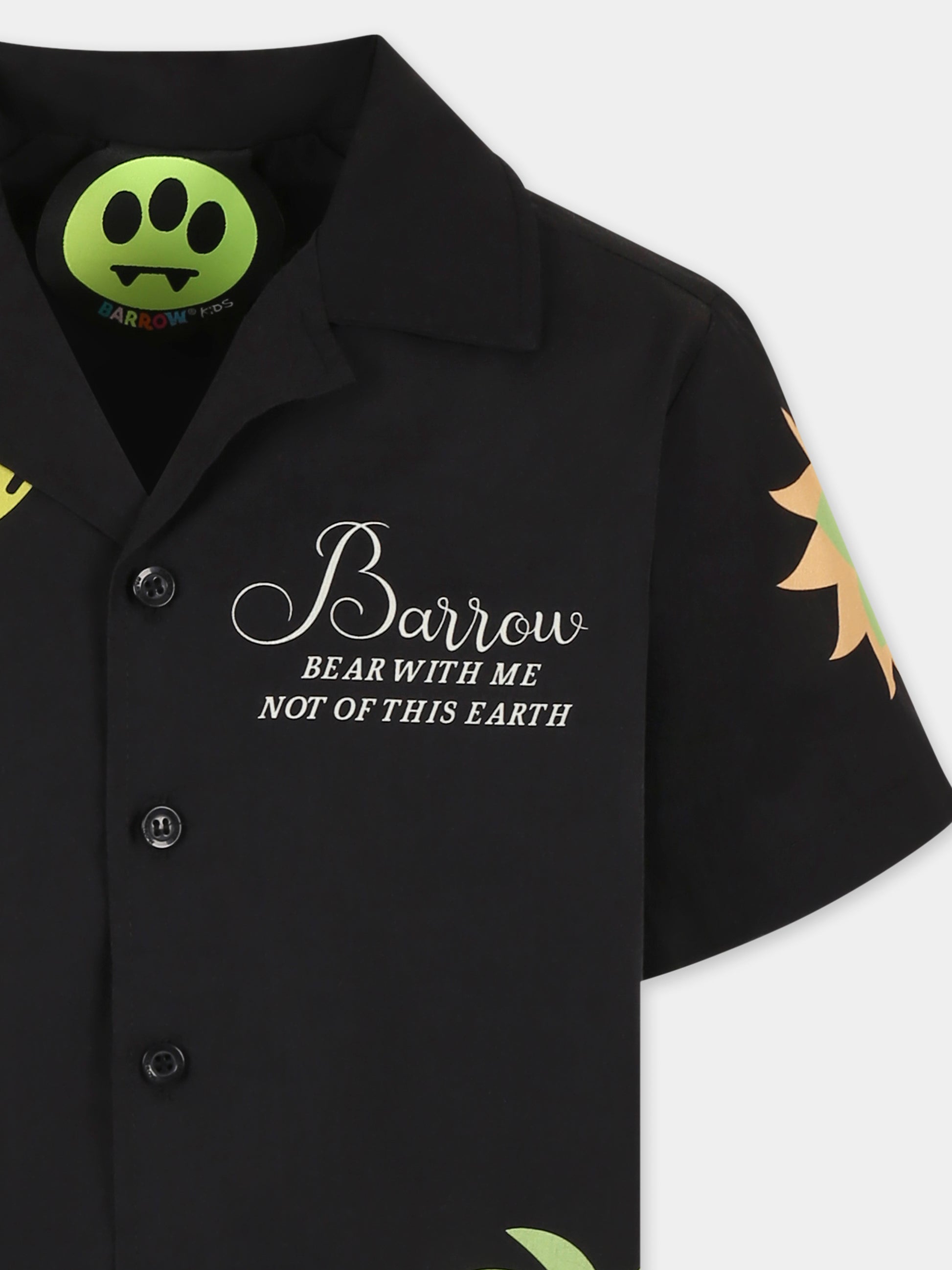 Camicia nera per bambini con smile e stampa Bear,Barrow,S5BKJUSI020 110