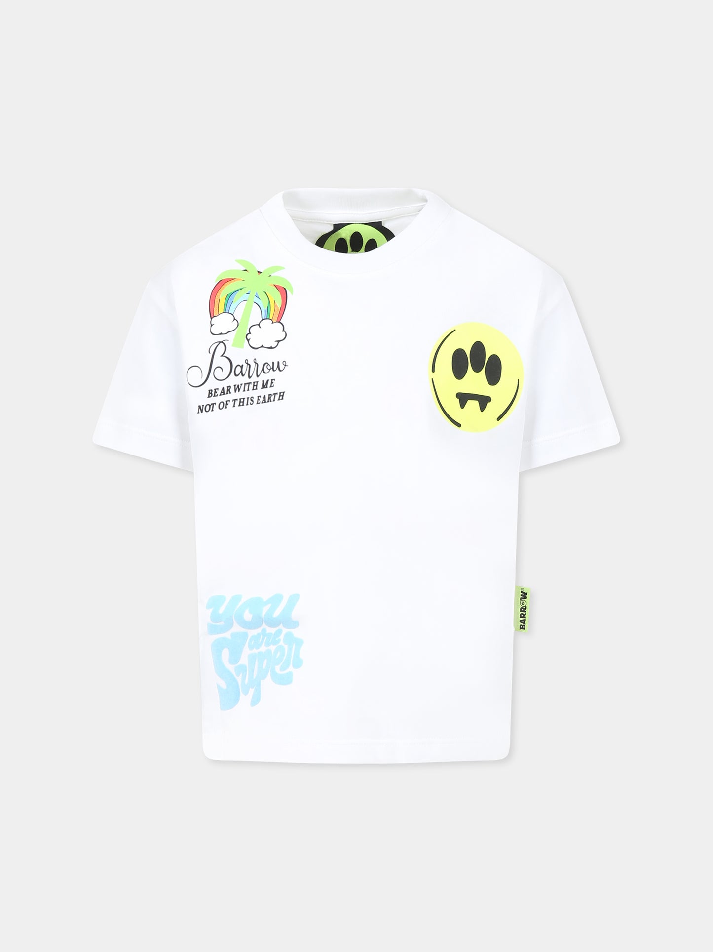White t-shirt for kids with smiley and Bear