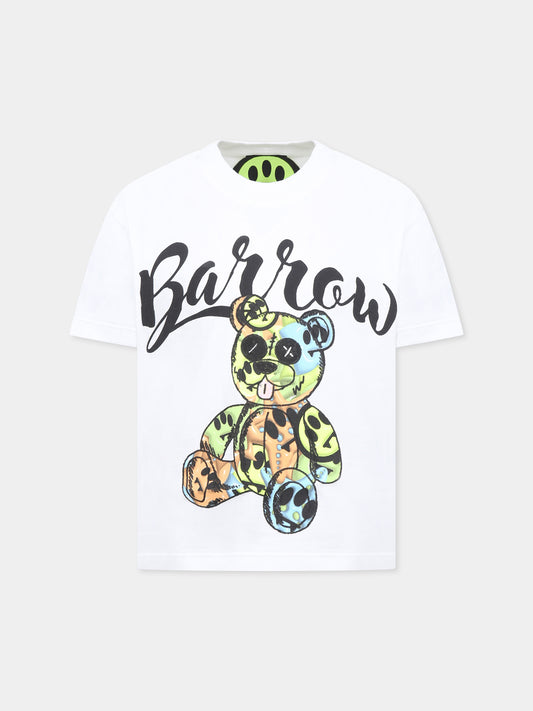 White t-shirt for kids with Bear print