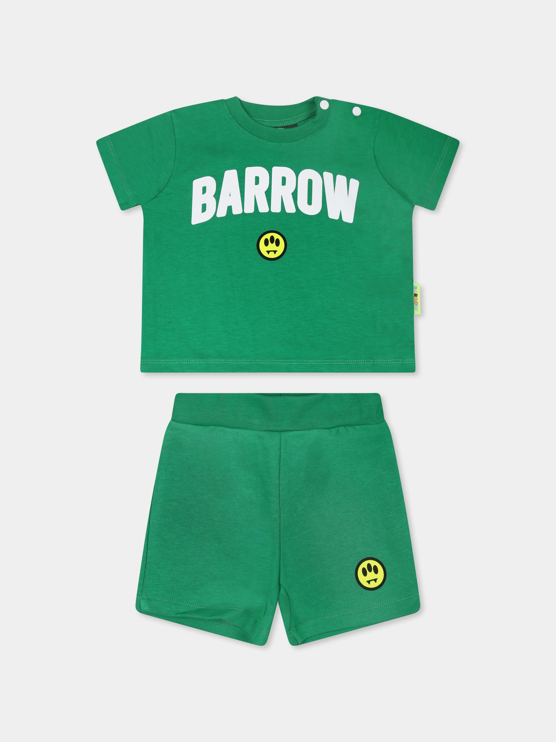 Completo verde per neonati con logo e smile,Barrow,S5BKUNTR159 BW012