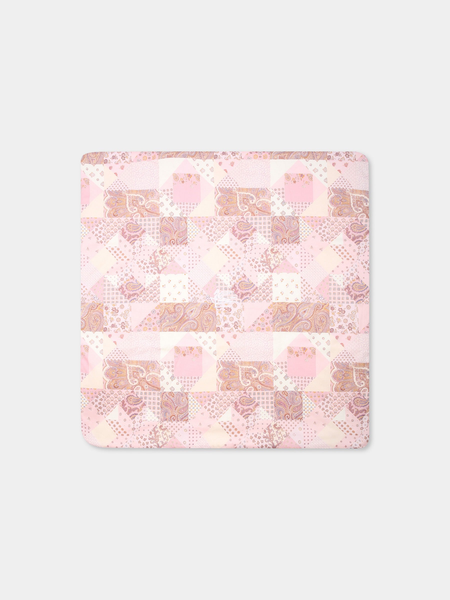 Coperta rosa per neonata con stampa patchwork Paisely,Etro,GW0510 J0473 505RS