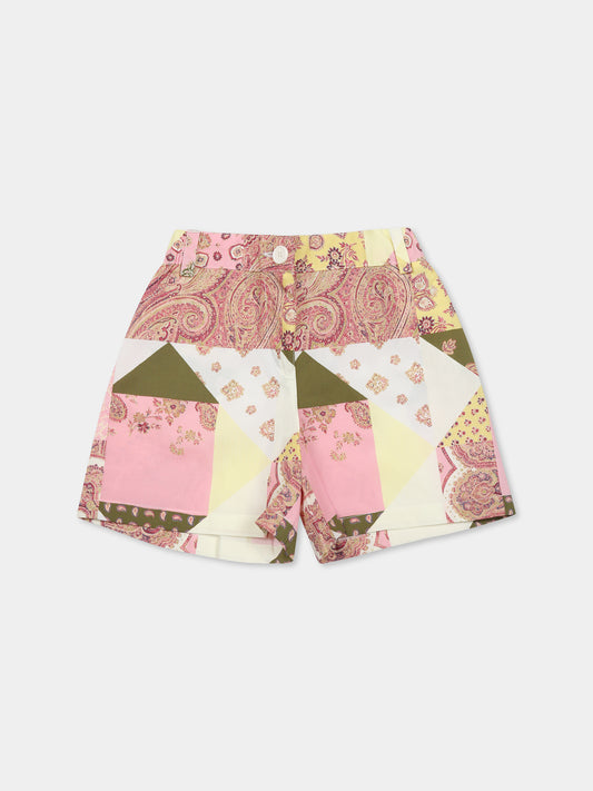 Shorts multicolor per neonata con stampa patchwork Paisley,Etro,GW6029 P0475 528MC