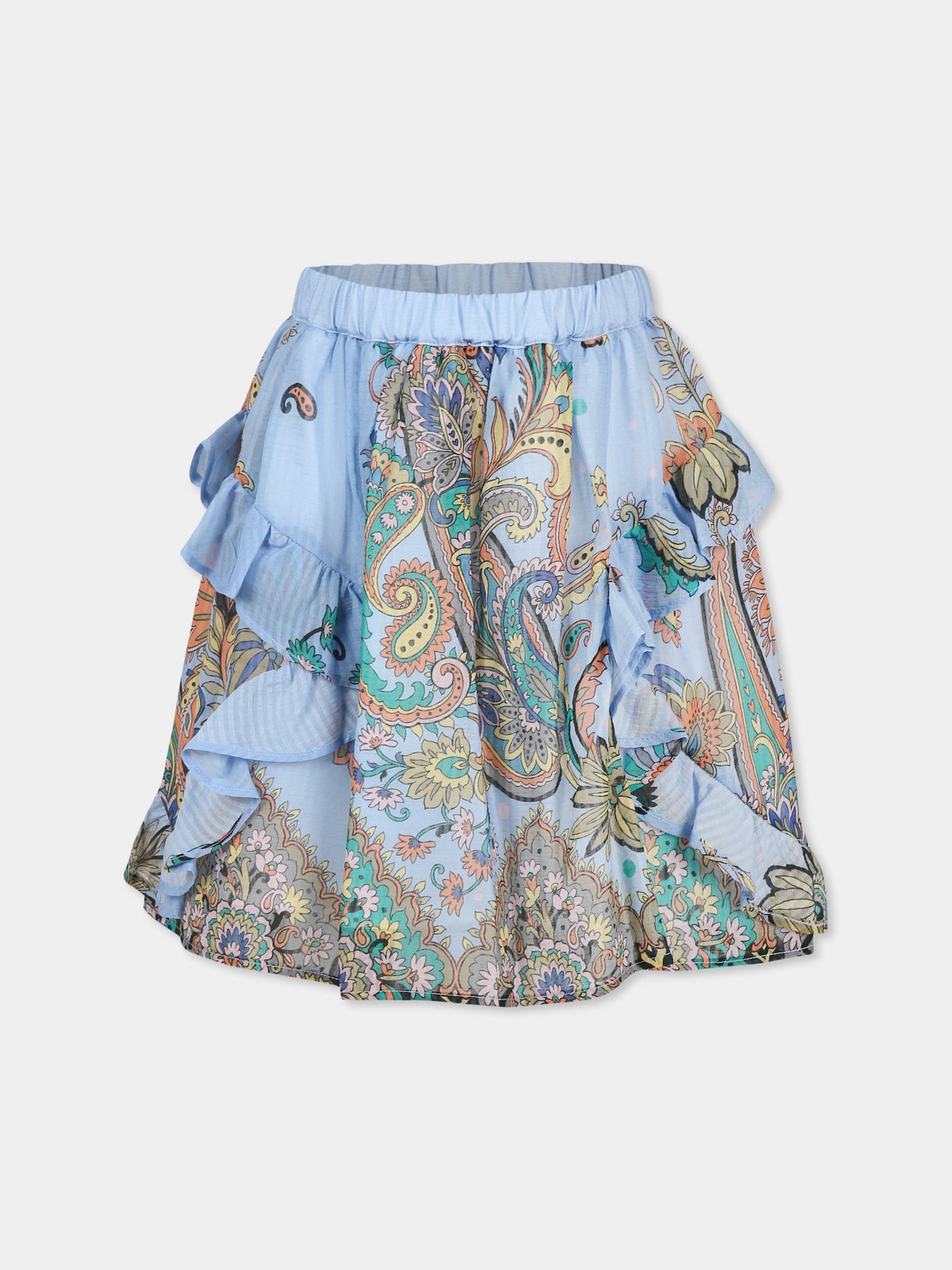 Gonna celeste per bambina con stampa Paisley,Etro,GW7A50 M0065 685MC
