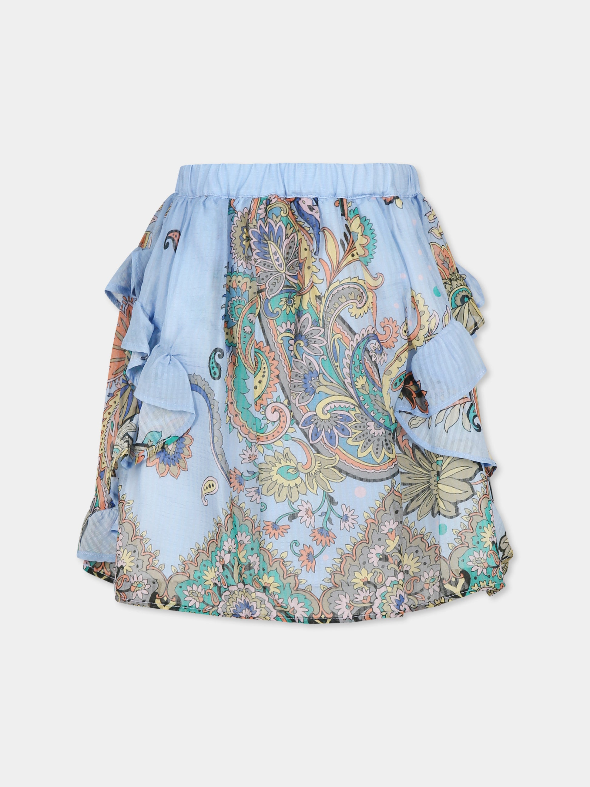 Gonna celeste per bambina con stampa Paisley,Etro,GW7A50 M0065 685MC