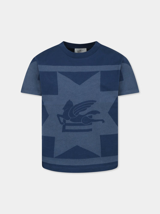 T-shirt blu per bambino con Pegaso,Etro,GW8P11 Z2081 669