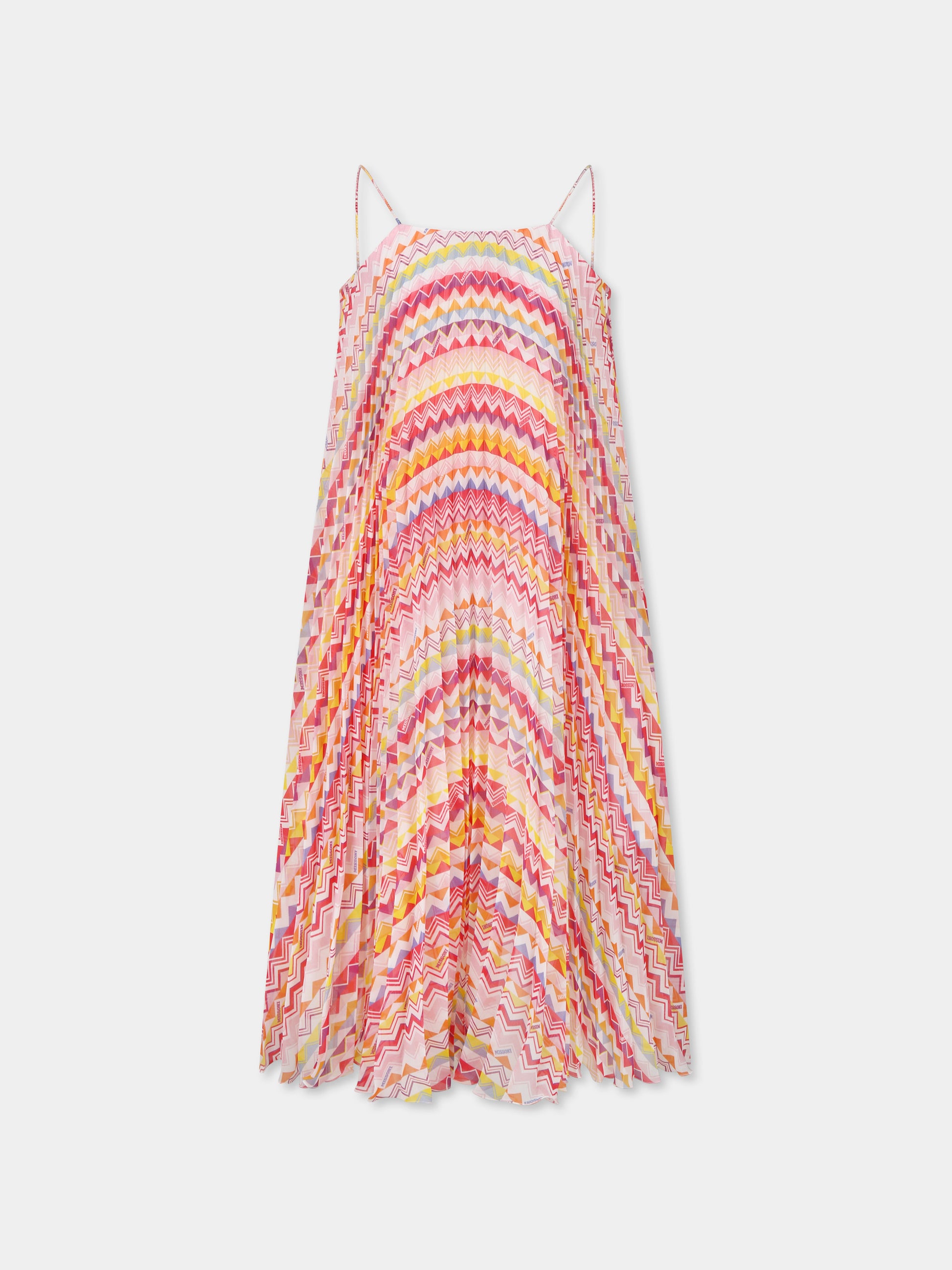 Vestito multicolor per bambina con motivo chevron,Missoni,MW1C21 K0229 999FU