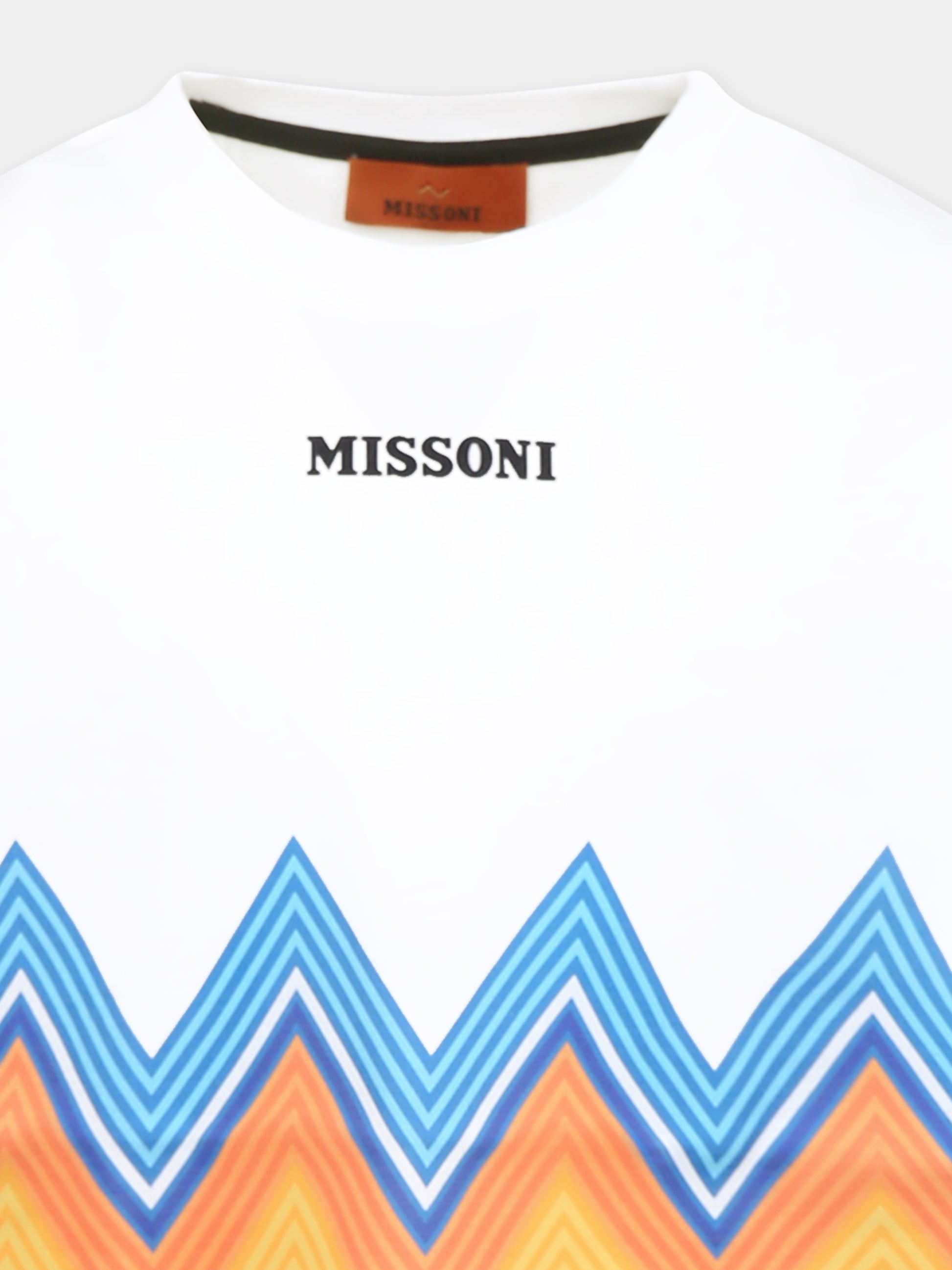 T-shirt bianca per bambino con motivo chevron,Missoni,MW8P21 Z0082 100