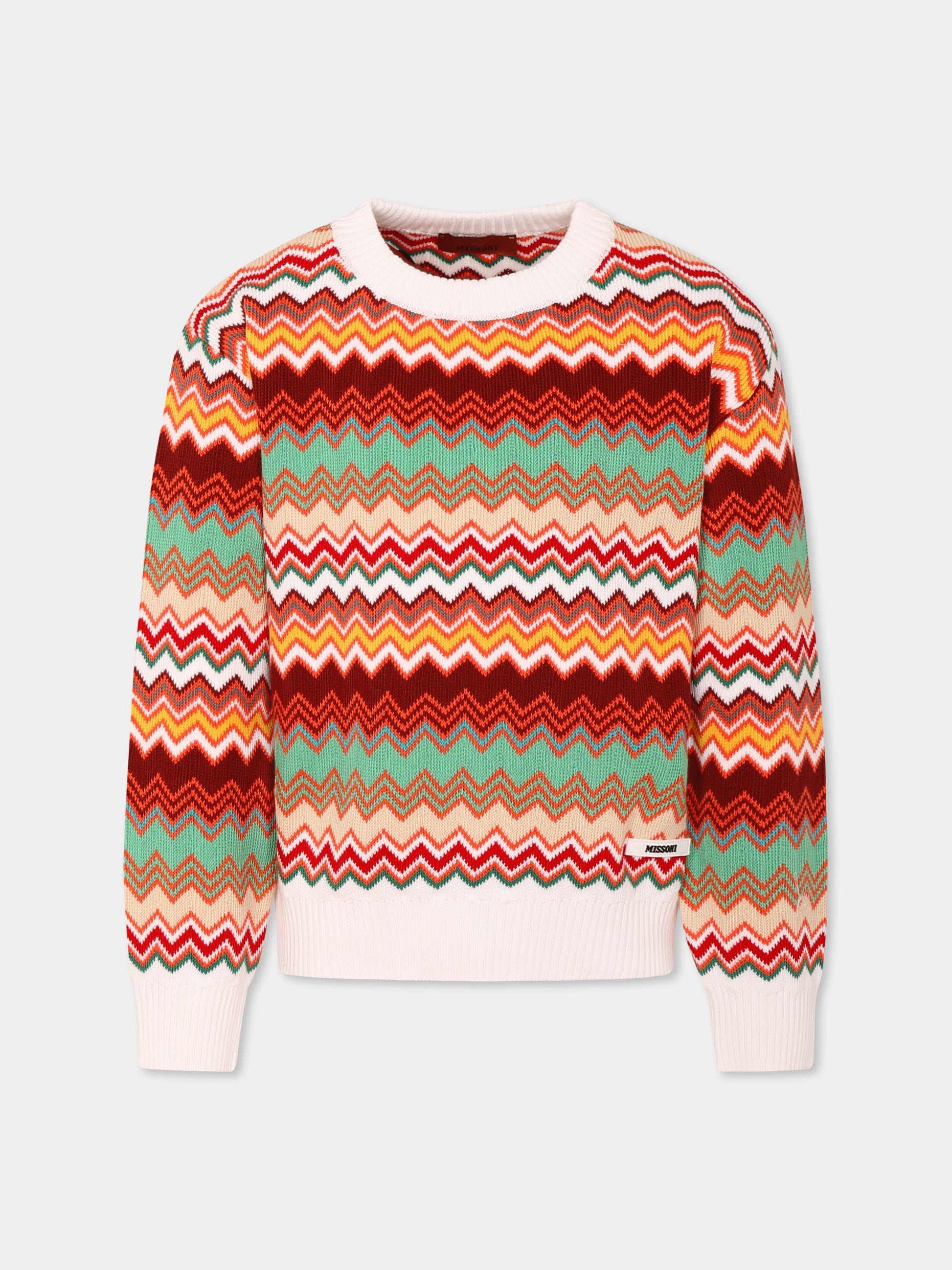 Maglione multicolor per bambino con motivo chevron,Missoni,MW9P20 X0208 999