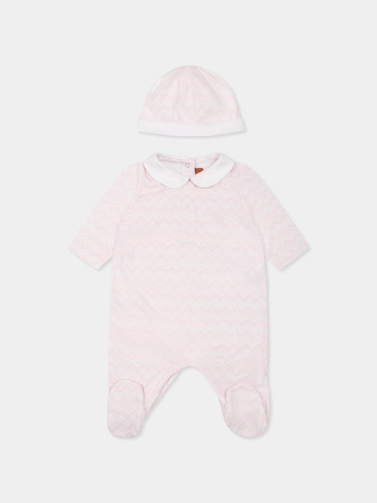 Set tutina rosa per neonata con motivo chevron,Missoni,MWB050 Z2972 100RS