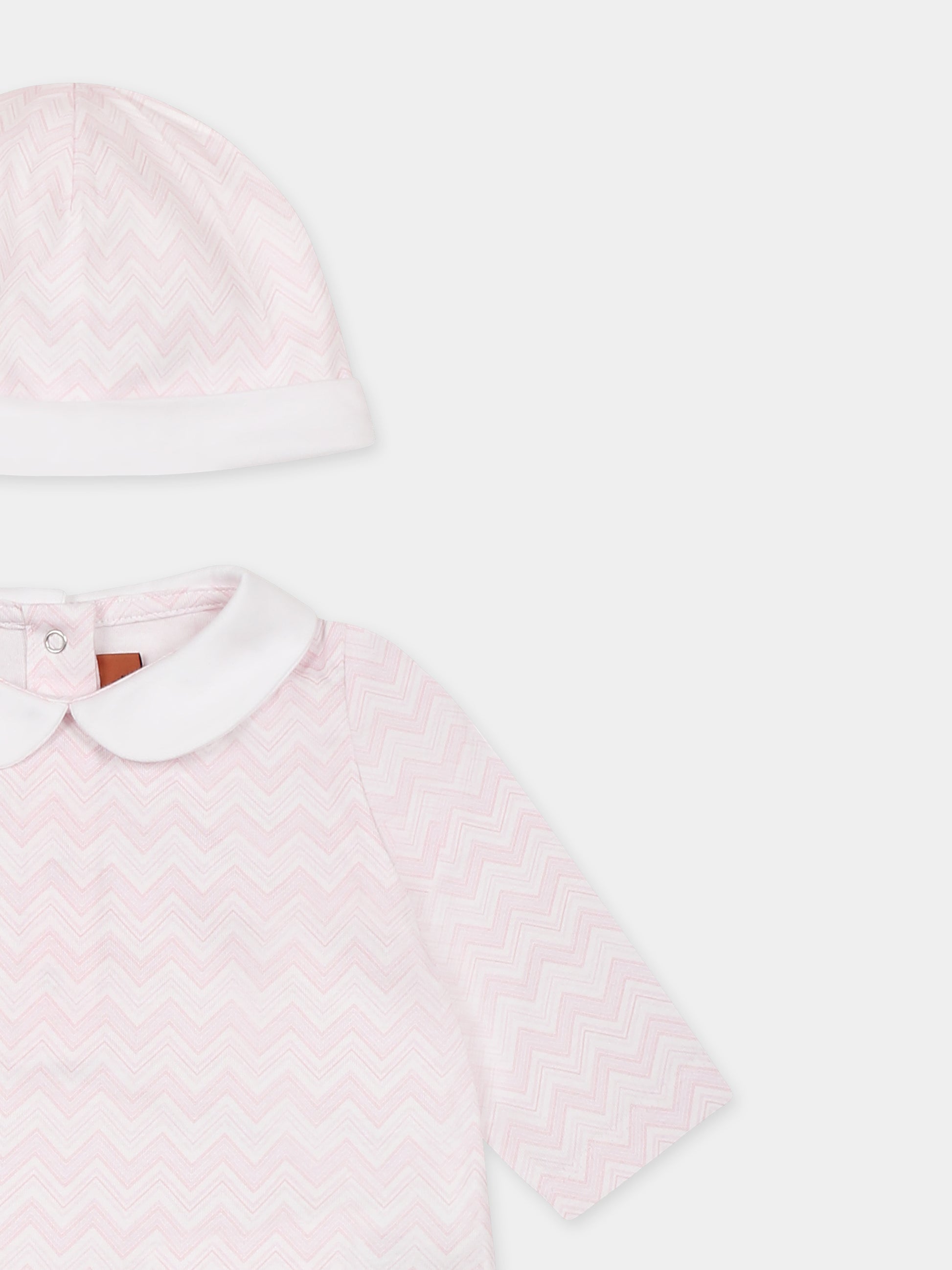 Set tutina rosa per neonata con motivo chevron,Missoni,MWB050 Z2972 100RS